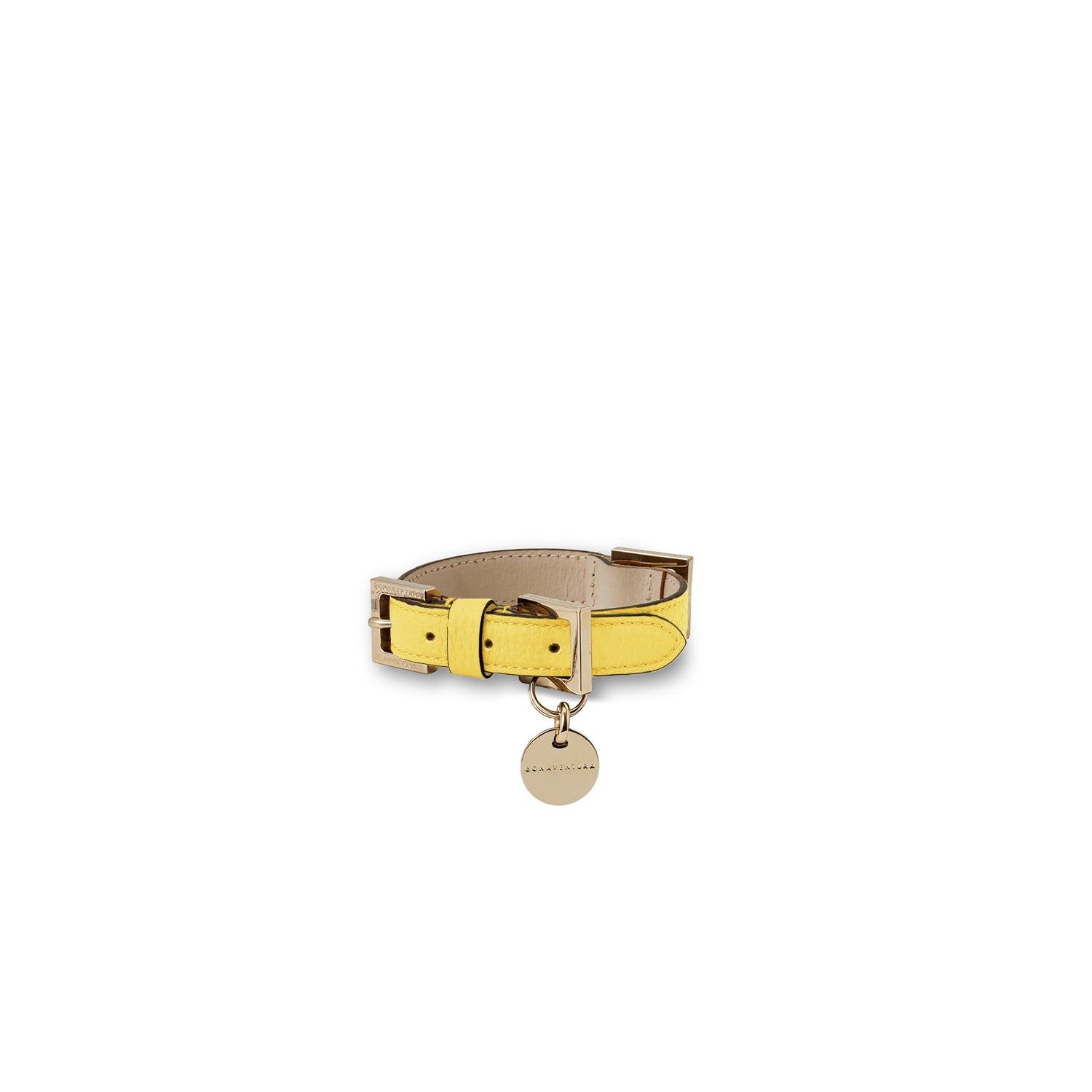 BONAVENTURA × FRIDA Firenze Collar for Pets Shrink Leather (Yellow - 25)