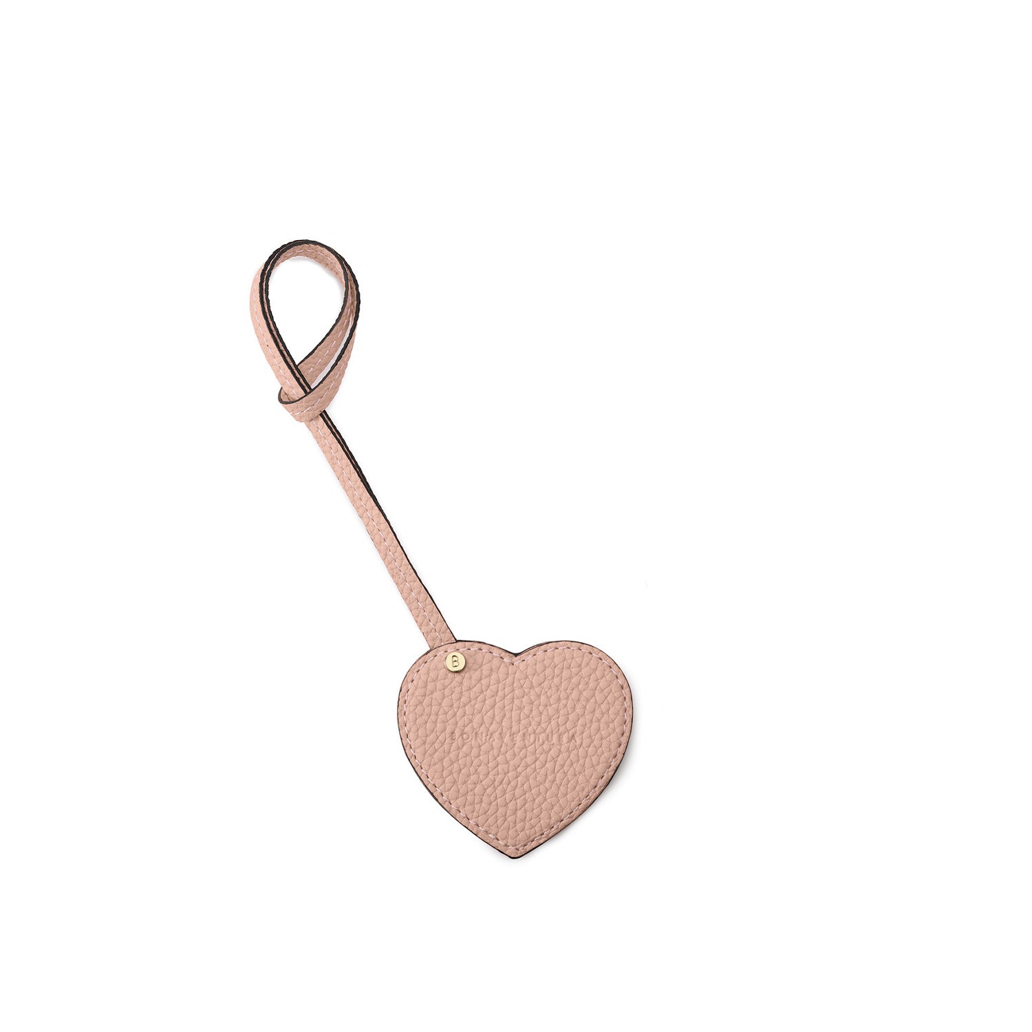 Heart Charm with Mirror Shrink Leather (Almond Pink)