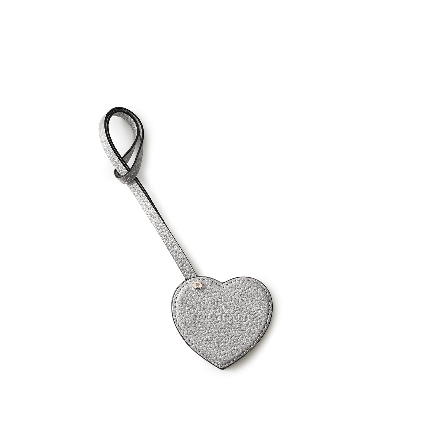 Heart Charm with Mirror Shrink Leather (Silver)