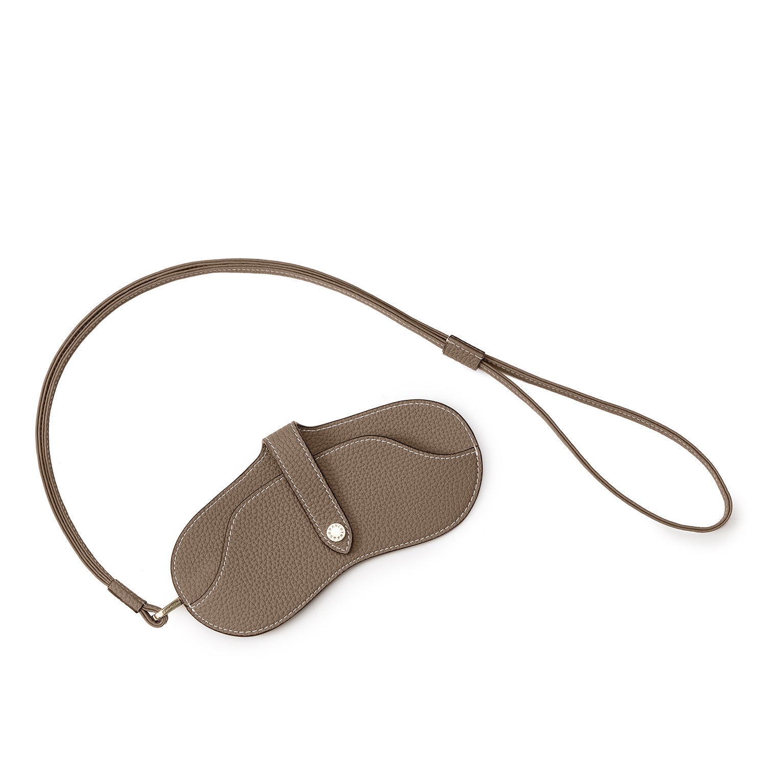 Eyeglass Case with Strap Shrink Leather (Etoupe)
