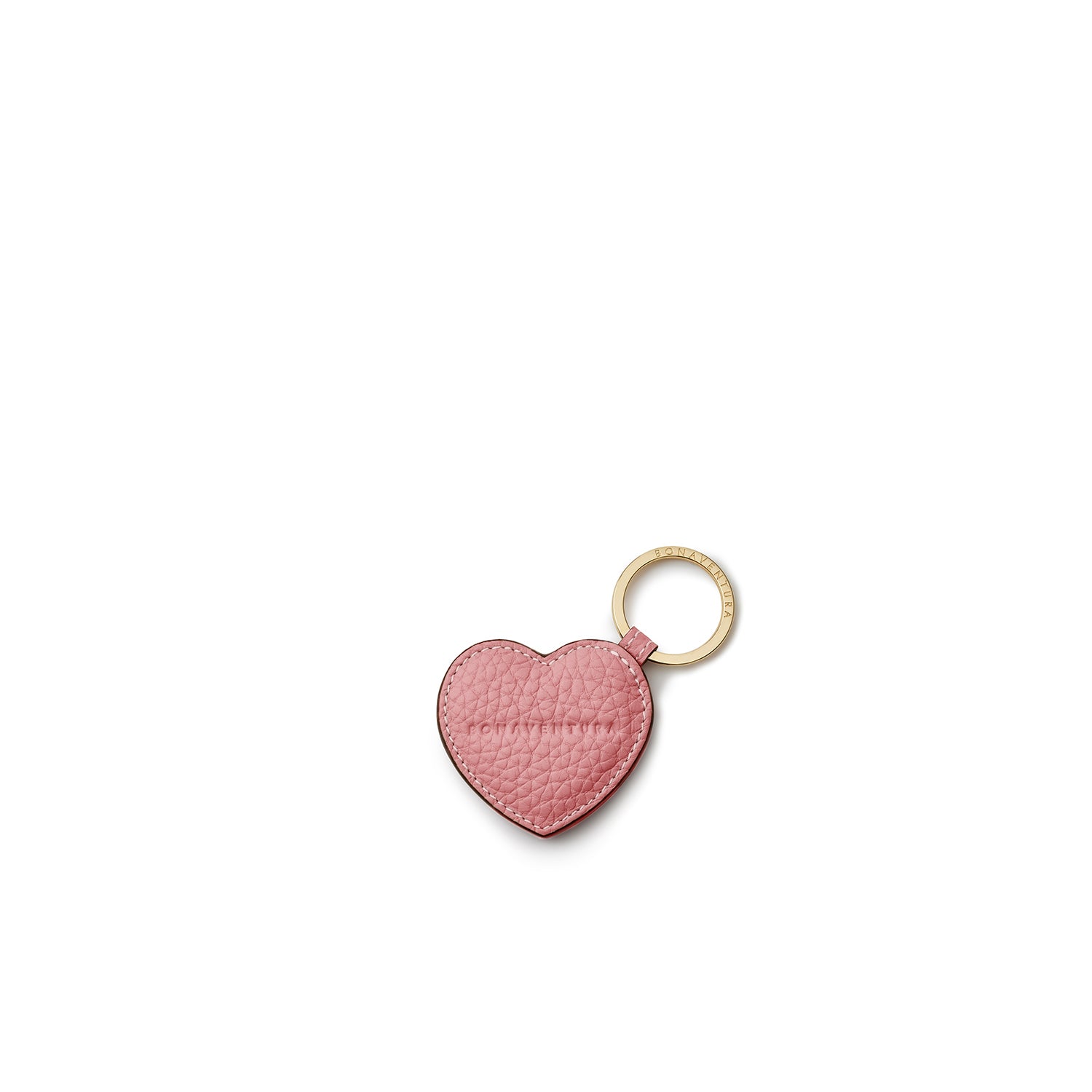 Heart Keychain Shrink Leather (Coral Pink)