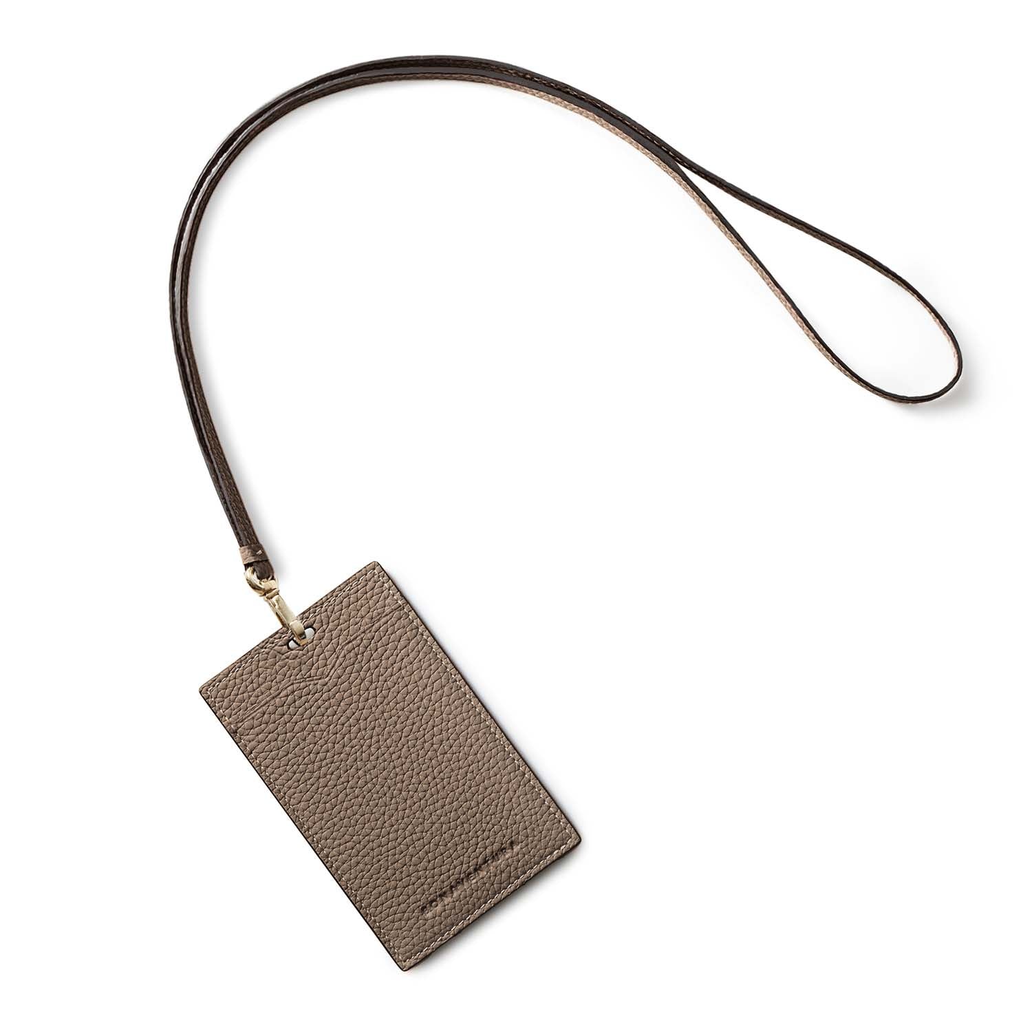 Vertical ID Card Holder Bottalato Leather (Etoupe)