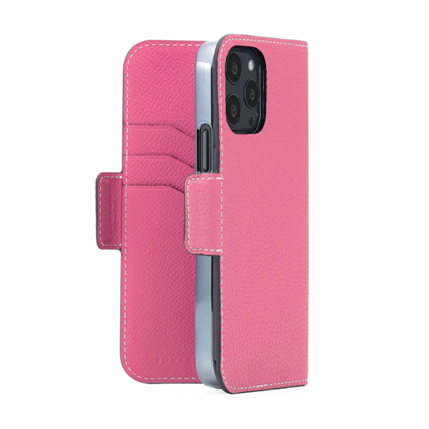 iPhone 13 Pro Stand Diary Case Bottalato Leather (Azalee Pink × Fuchsia Pink)