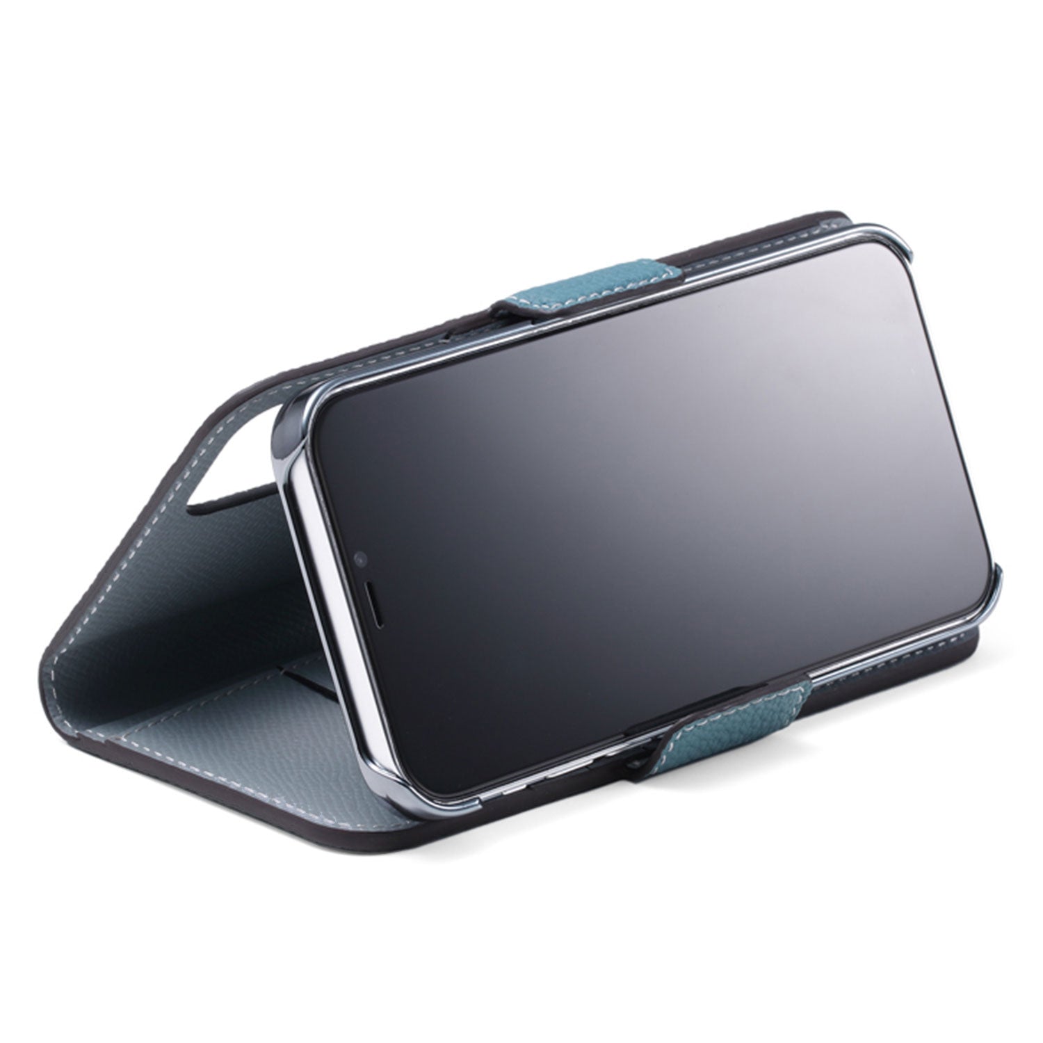iPhone 13 Pro Stand Diary Hülle Genarbtes Leder