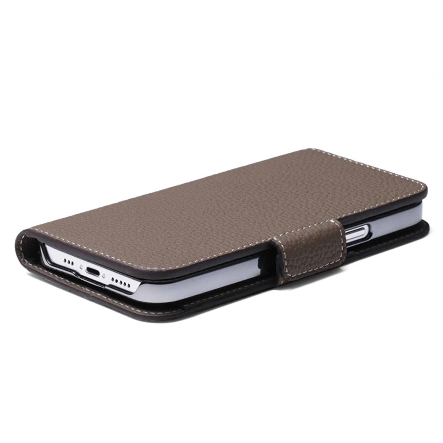 iPhone 13 Pro Stand Diary Hülle Genarbtes Leder