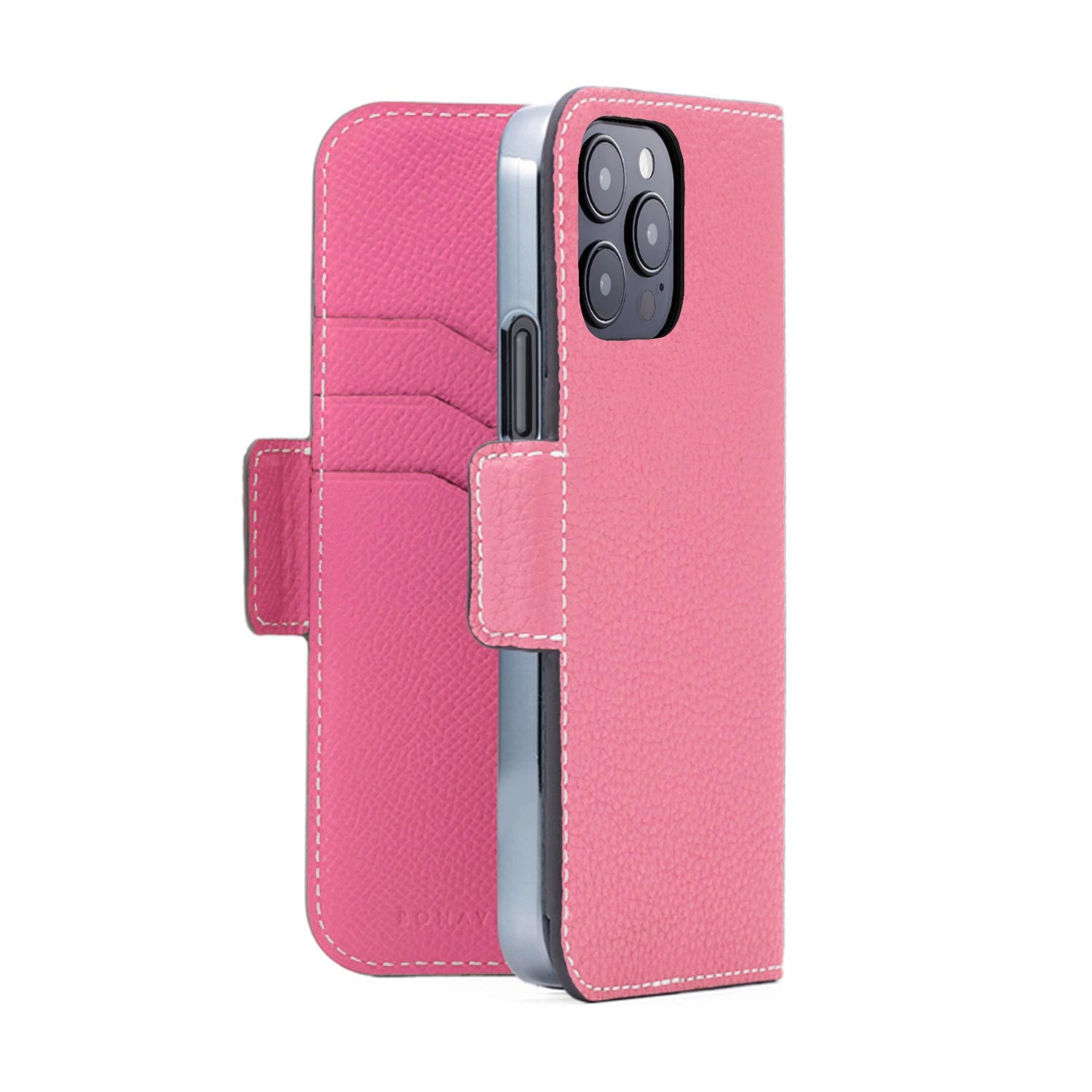 iPhone 14 Pro Stand Diary Case Bottalato Leather (Azalee Pink × Fuchsia Pink)