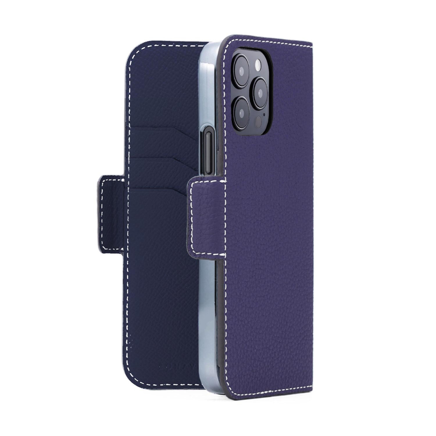 iPhone 14 Pro Stand Diary Case Bottalato Leather (Indigo Blue × Navy)