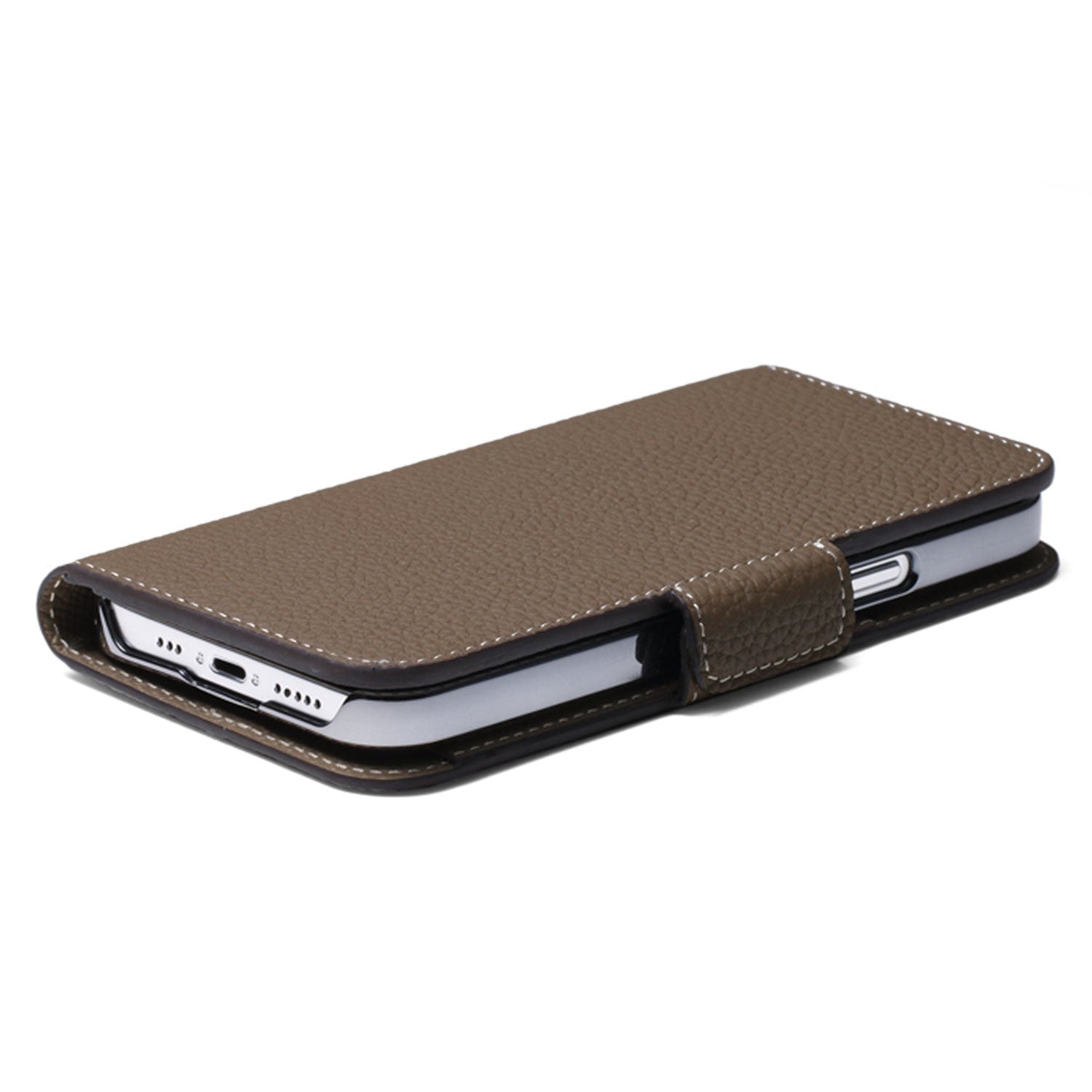 iPhone 15 Pro Max Stand Diary Case Shrink Leather