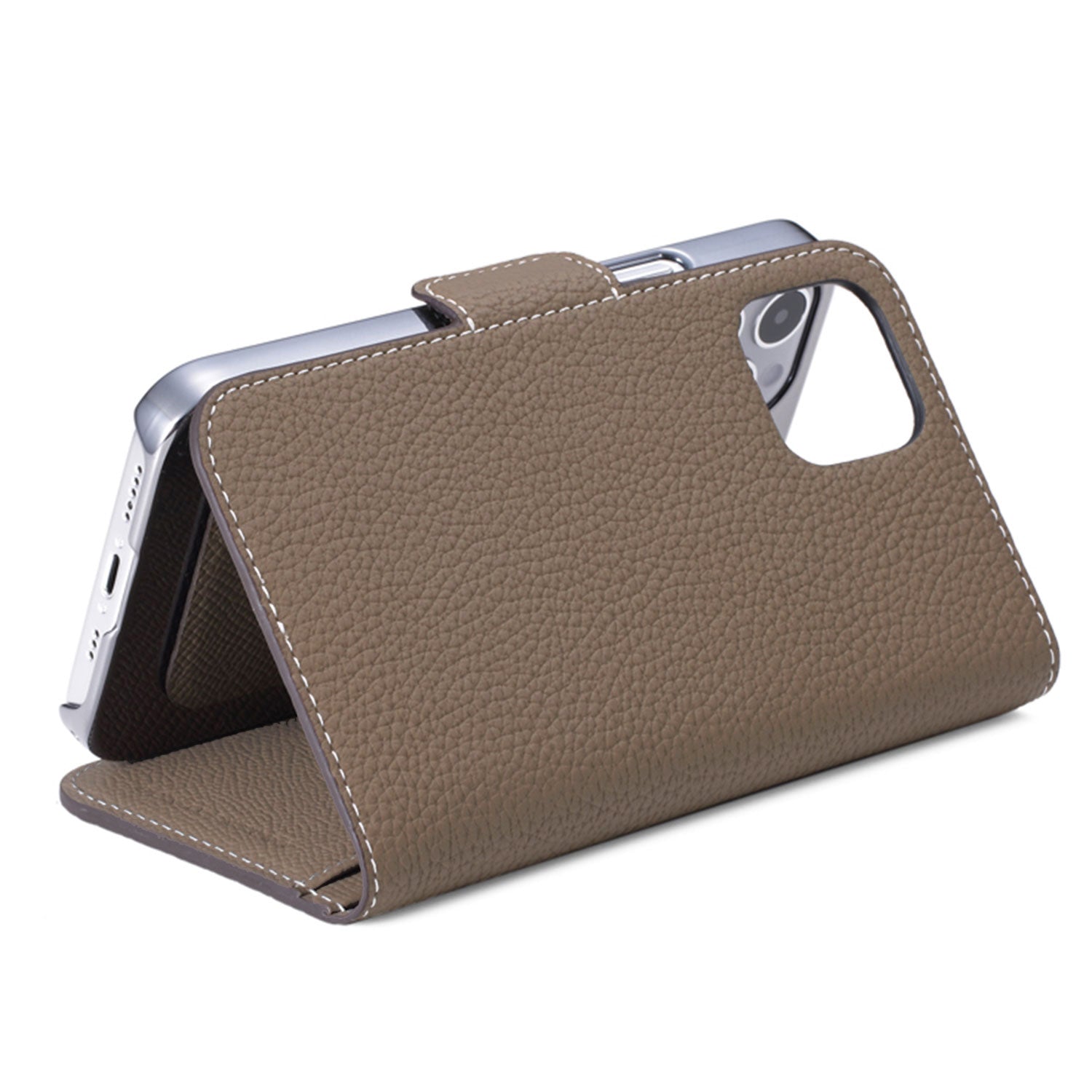 iPhone 15 Pro Max Stand Diary Case Shrink Leather