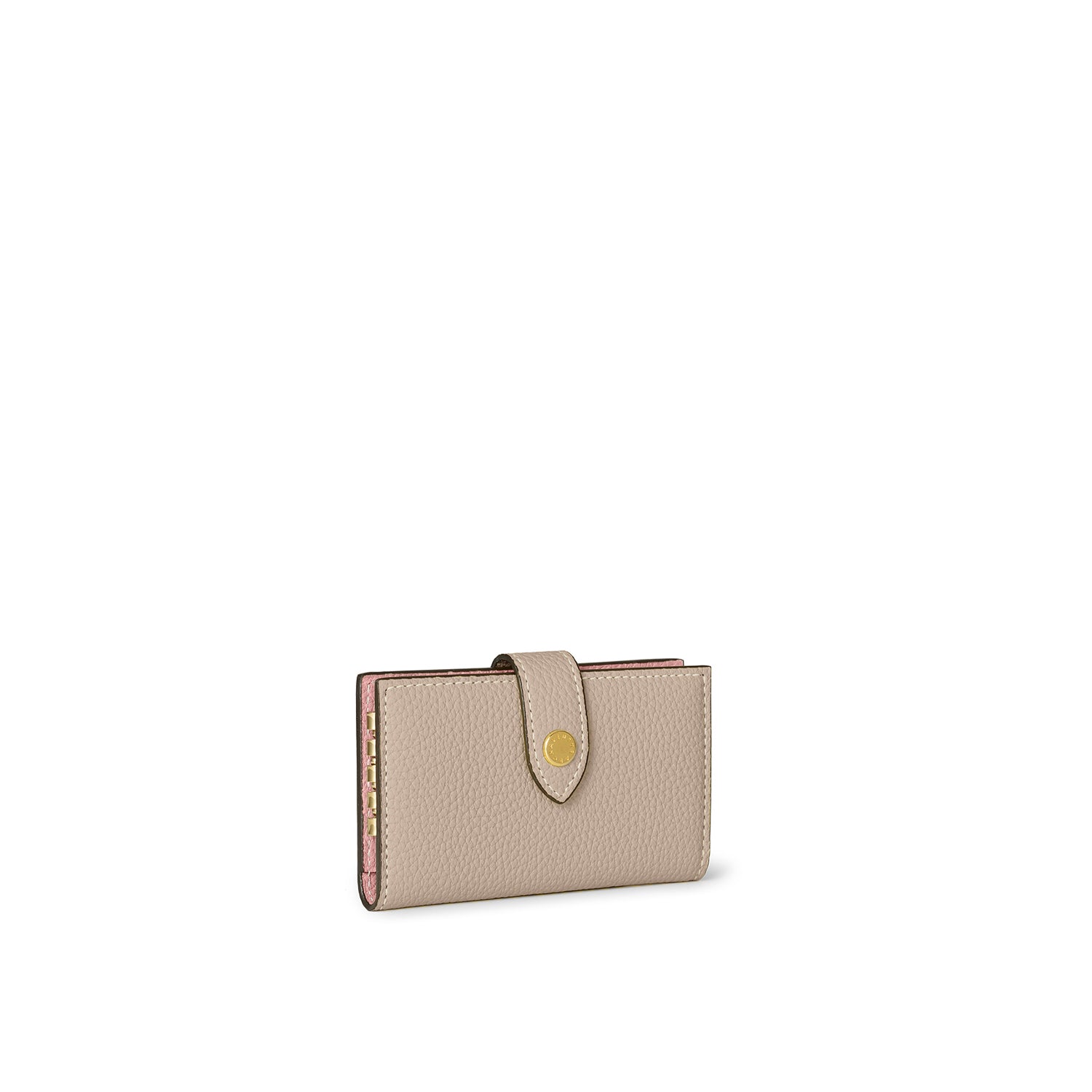 Belted Key Case Shrink Leather (Greige × Coral Pink)