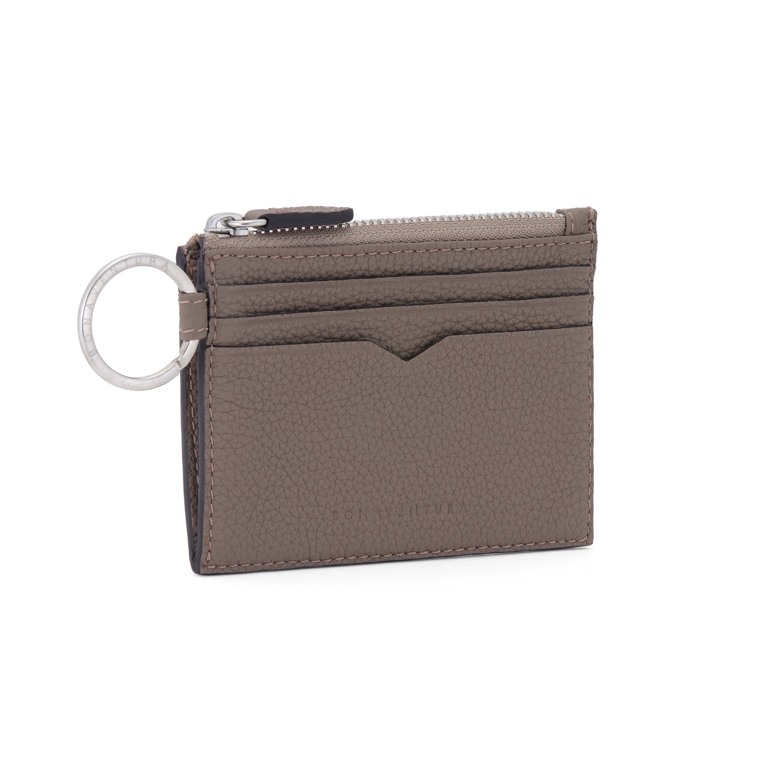 Mini Wallet with Key Ring Bottalato Leather (Etoupe)