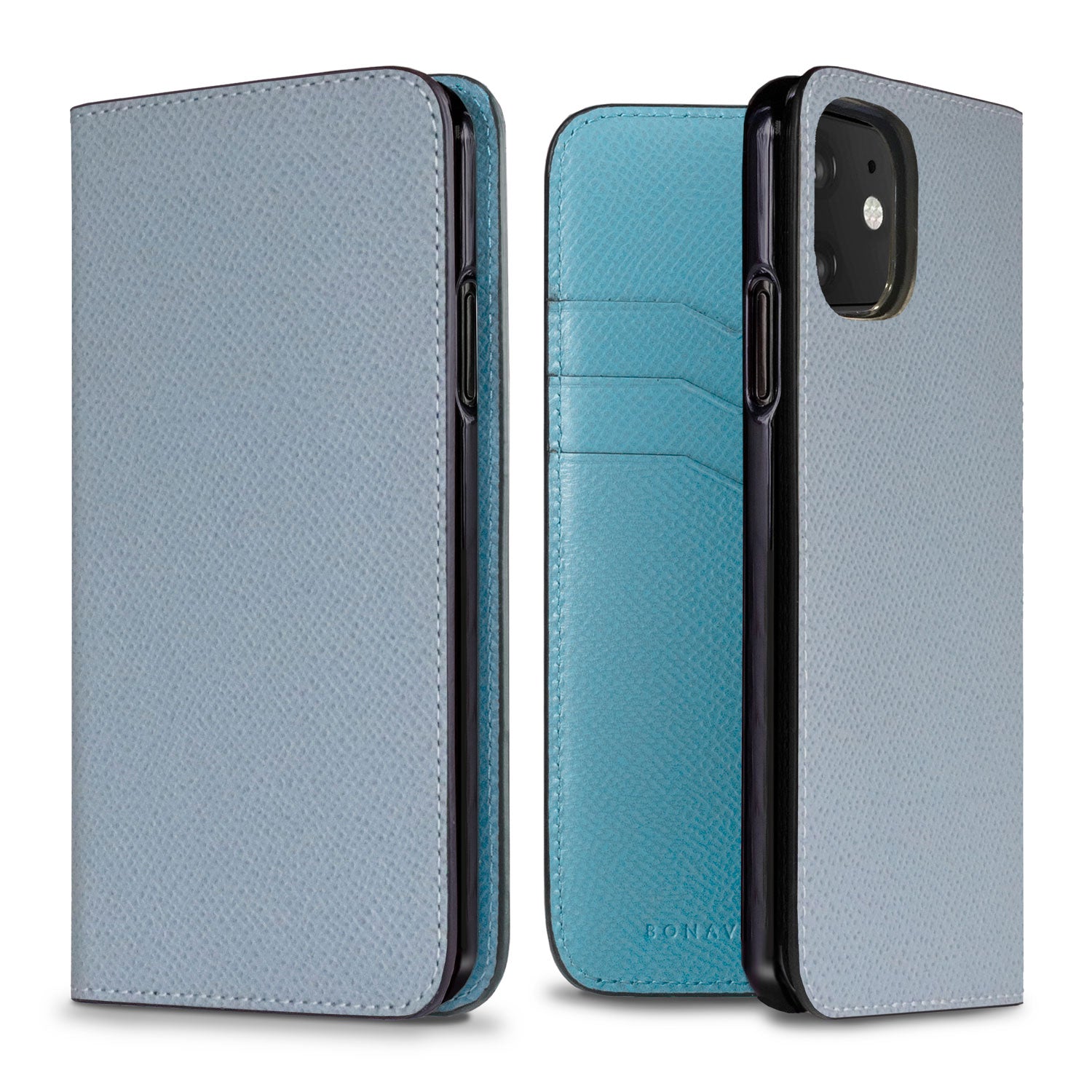 iPhone 11 Diary Case Nobile Leather (Blue Lin × Aqua Blue)