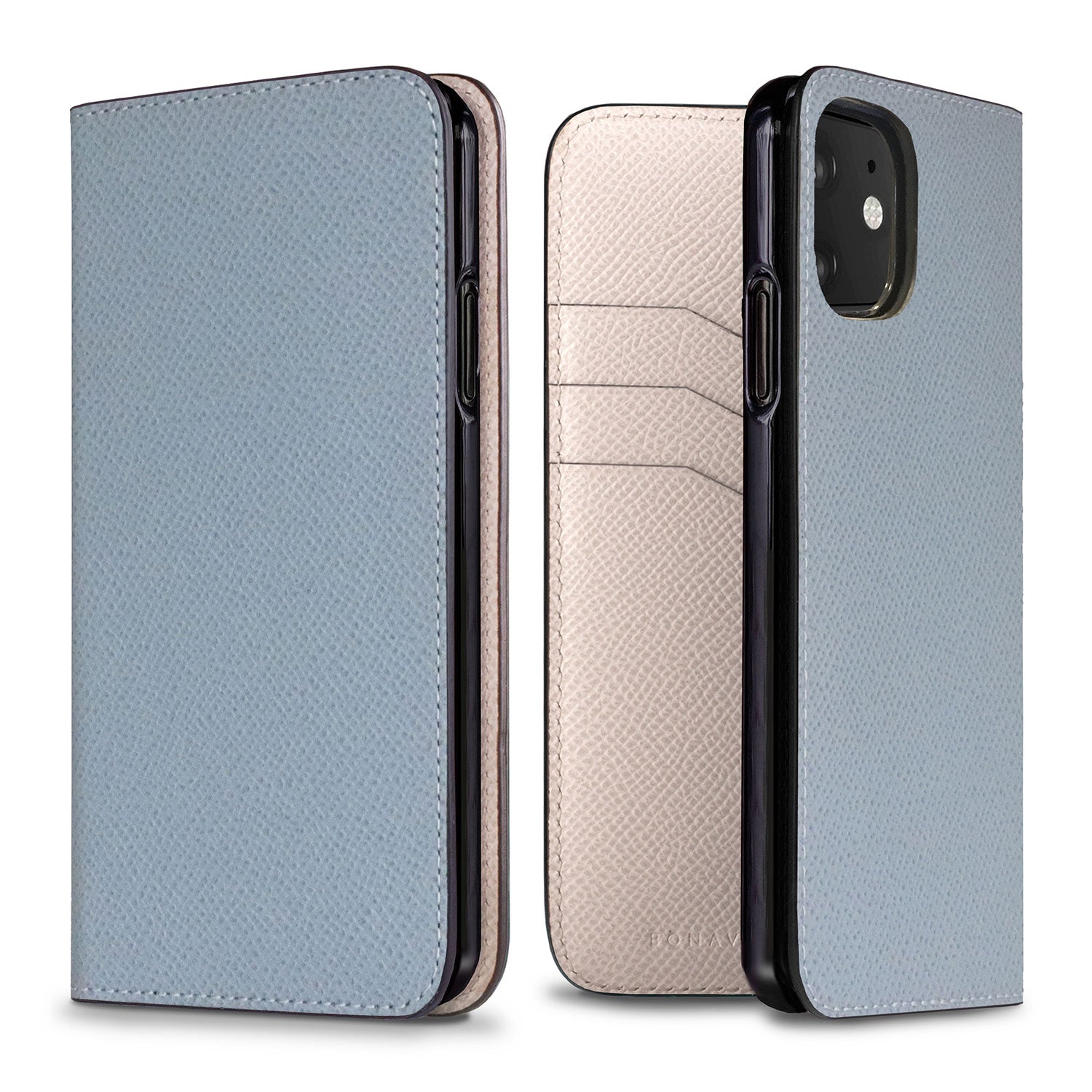 iPhone 11 Diary Case Nobile Leather (Blue Lin × White)