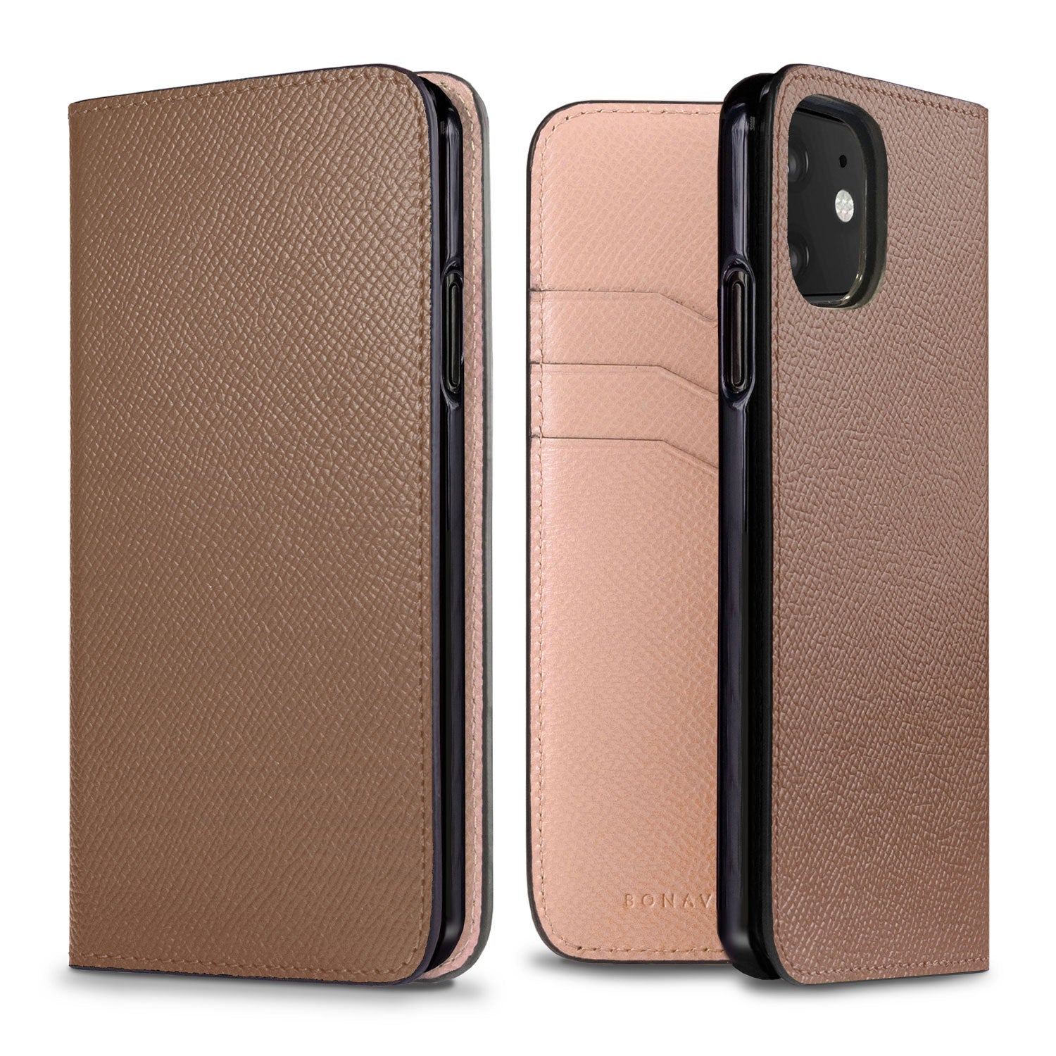 iPhone 11 Diary Case Nobile Leather (Etoupe × Shell Pink)