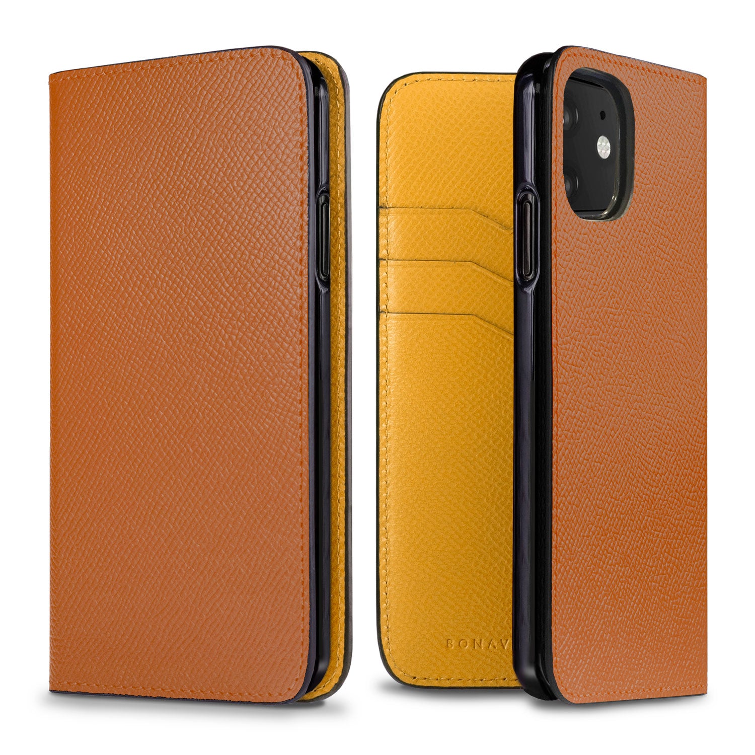 iPhone 11 Diary Case Nobile Leather (Gold × Mimosa Yellow)