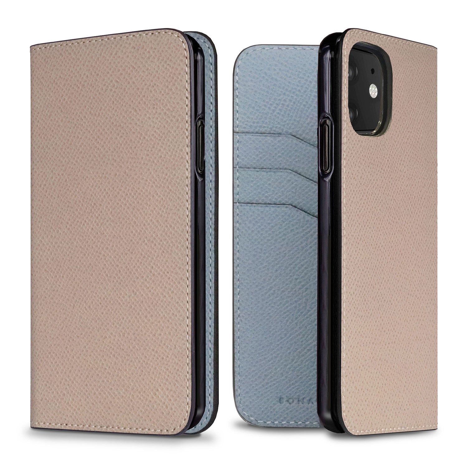 iPhone 11 Diary Case Nobile Leather (Greige × Blue Lin)