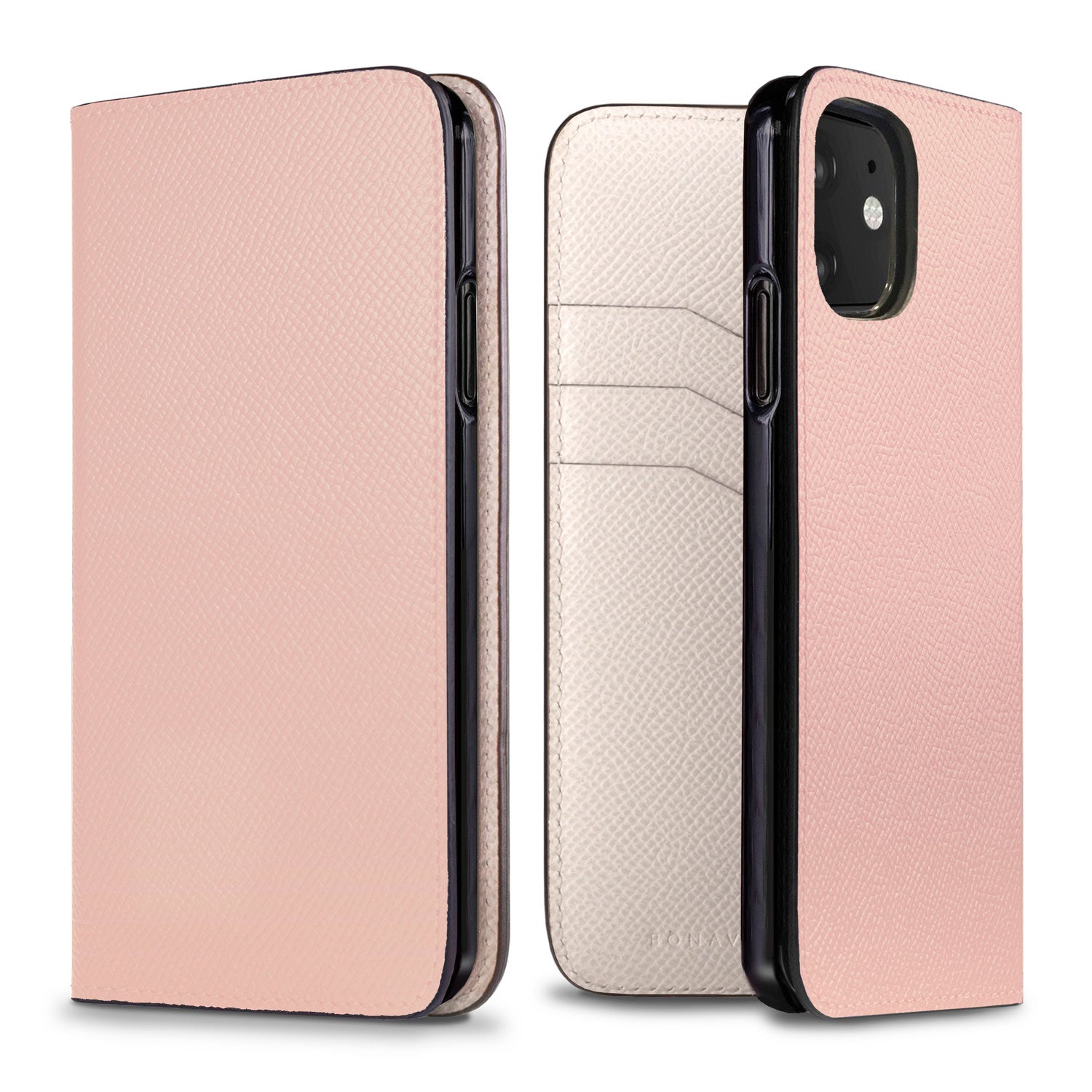 iPhone 11 Diary Case Nobile Leather (Shell Pink × White)