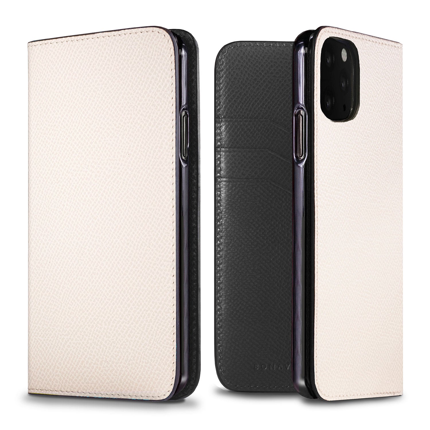 iPhone 11 Diary Case Nobile Leather (White × Black)
