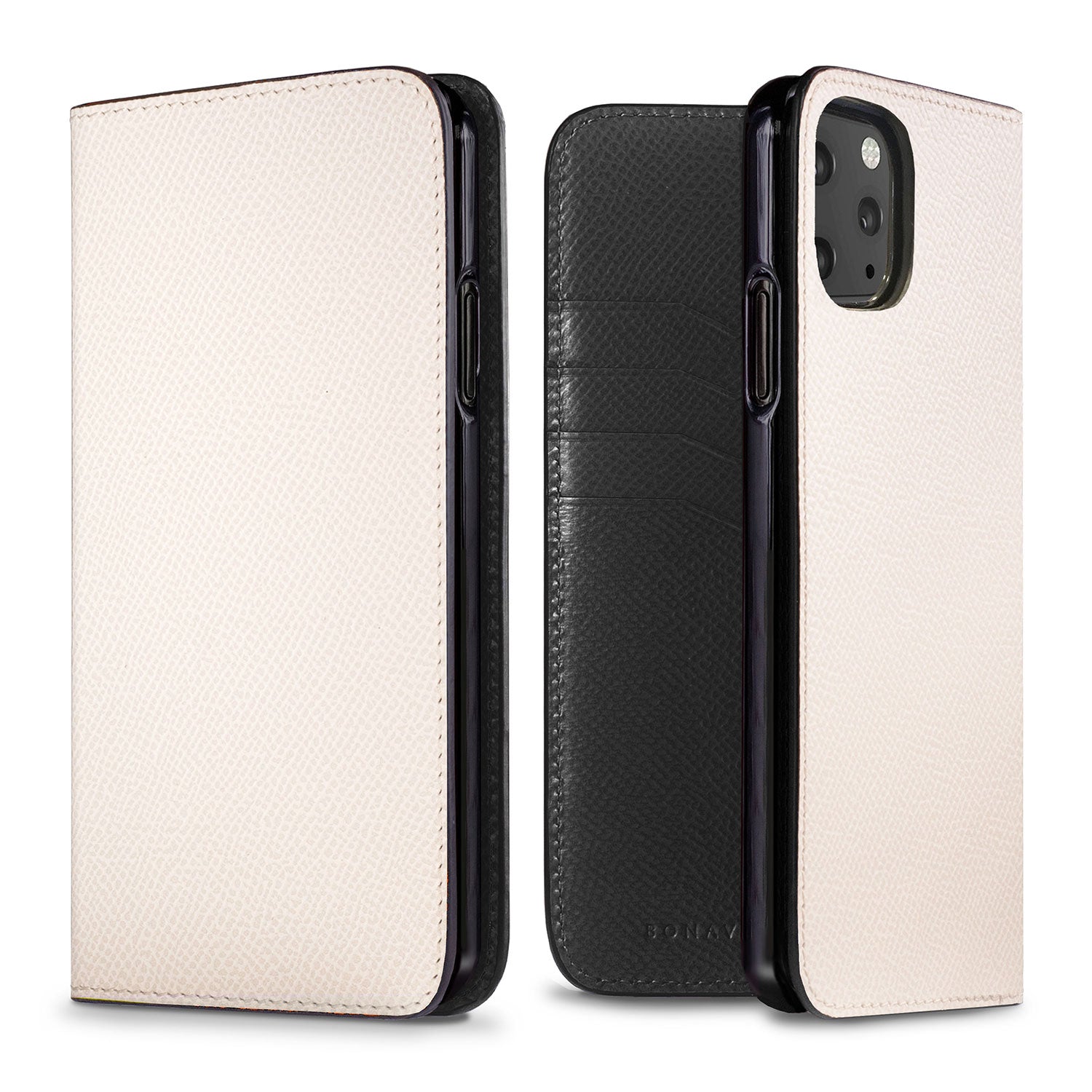 iPhone 11 Pro Max Diary Case Nobile Leather (White × Black)