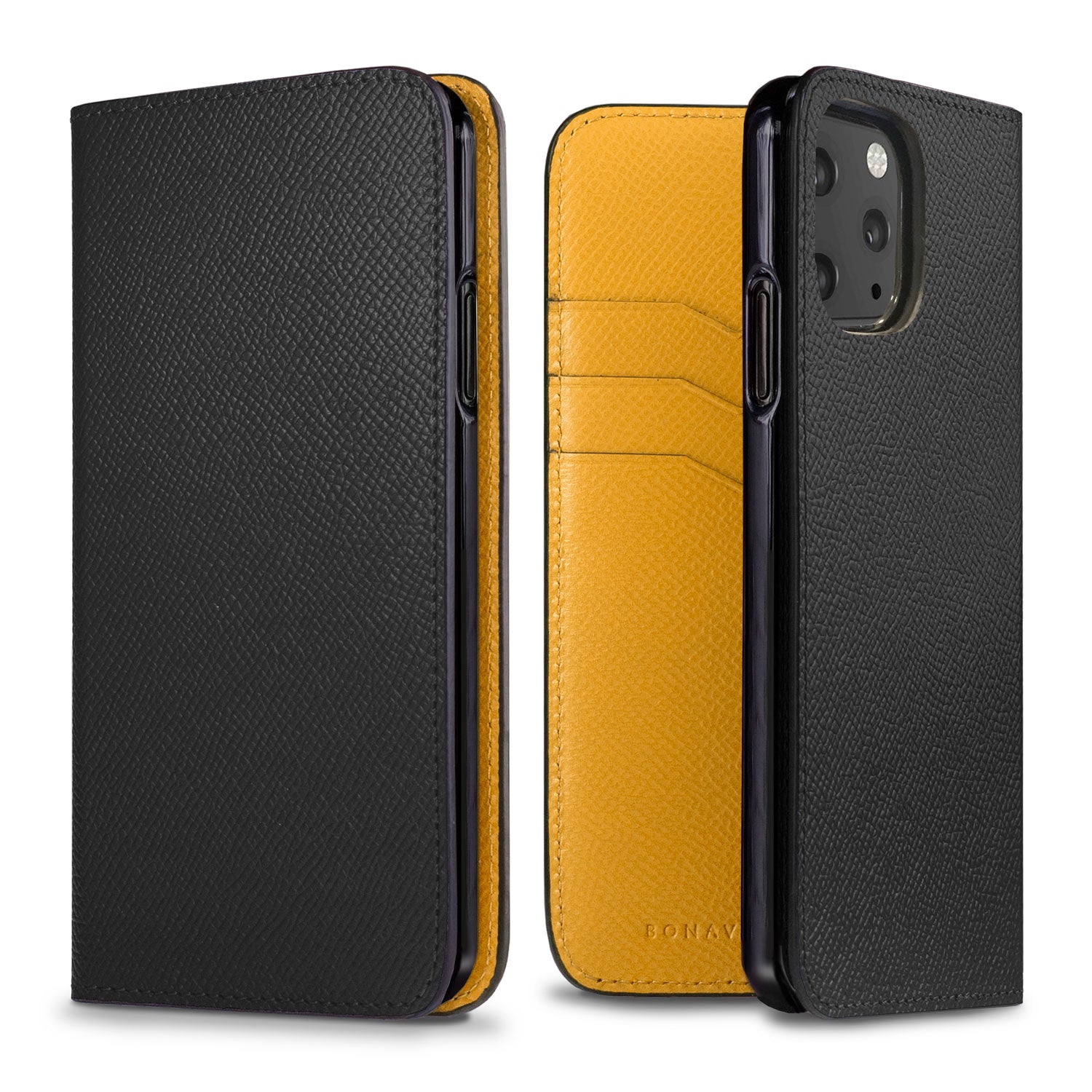 iPhone 11 Pro Diary Case Nobile Leather (Black × Mimosa Yellow)