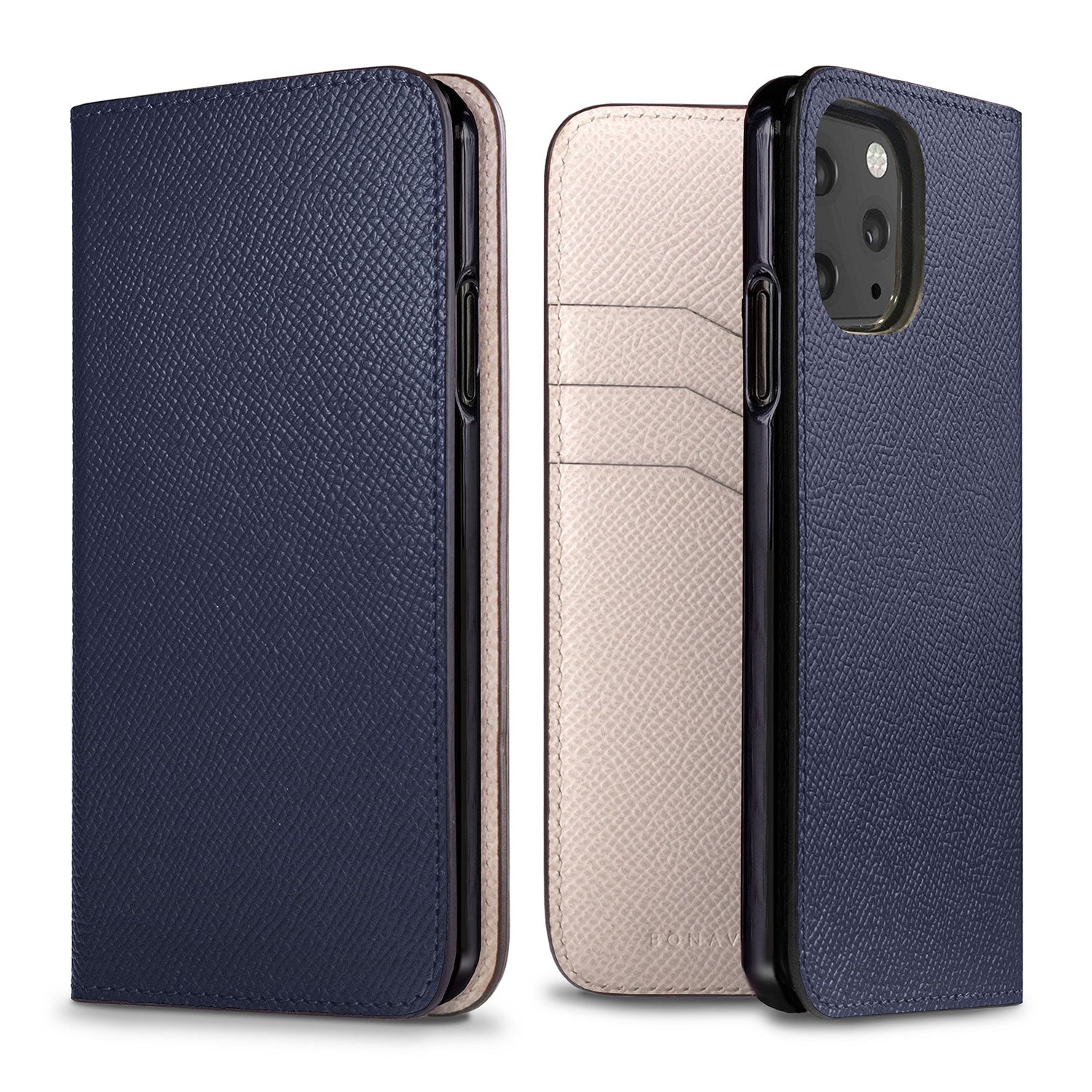 iPhone 11 Pro Diary Case Nobile Leather (Navy × White)