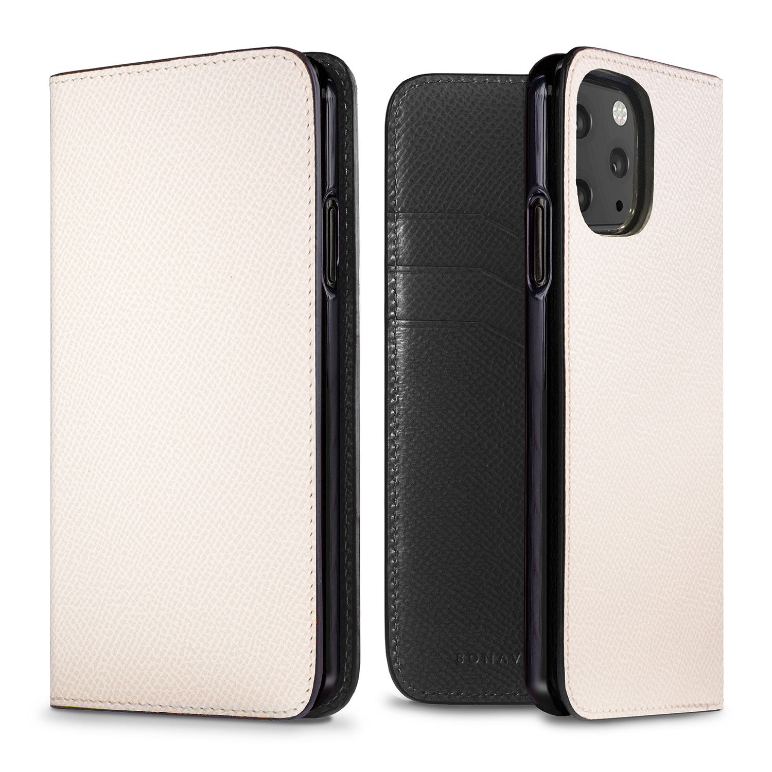 iPhone 11 Pro Diary Case Nobile Leather (White × Black)
