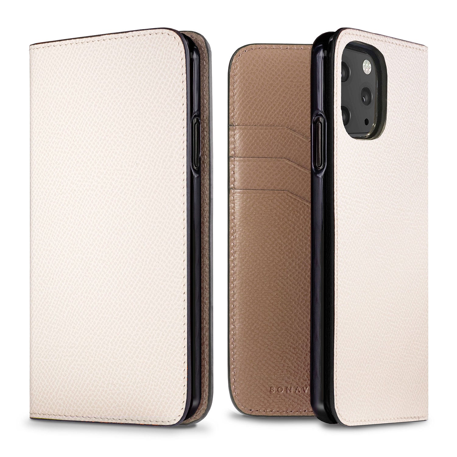 iPhone 11 Pro Diary Case Nobile Leather (White × Etoupe)