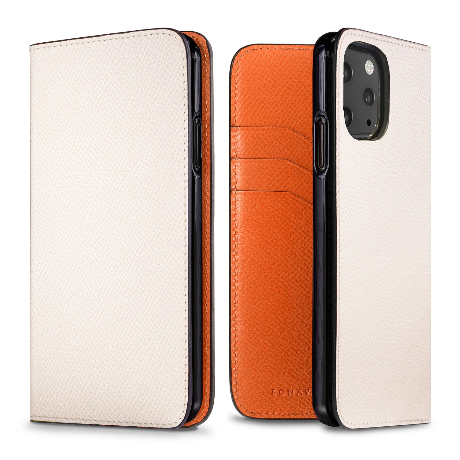 iPhone 11 Pro Diary Case Nobile Leather (White × Orange)
