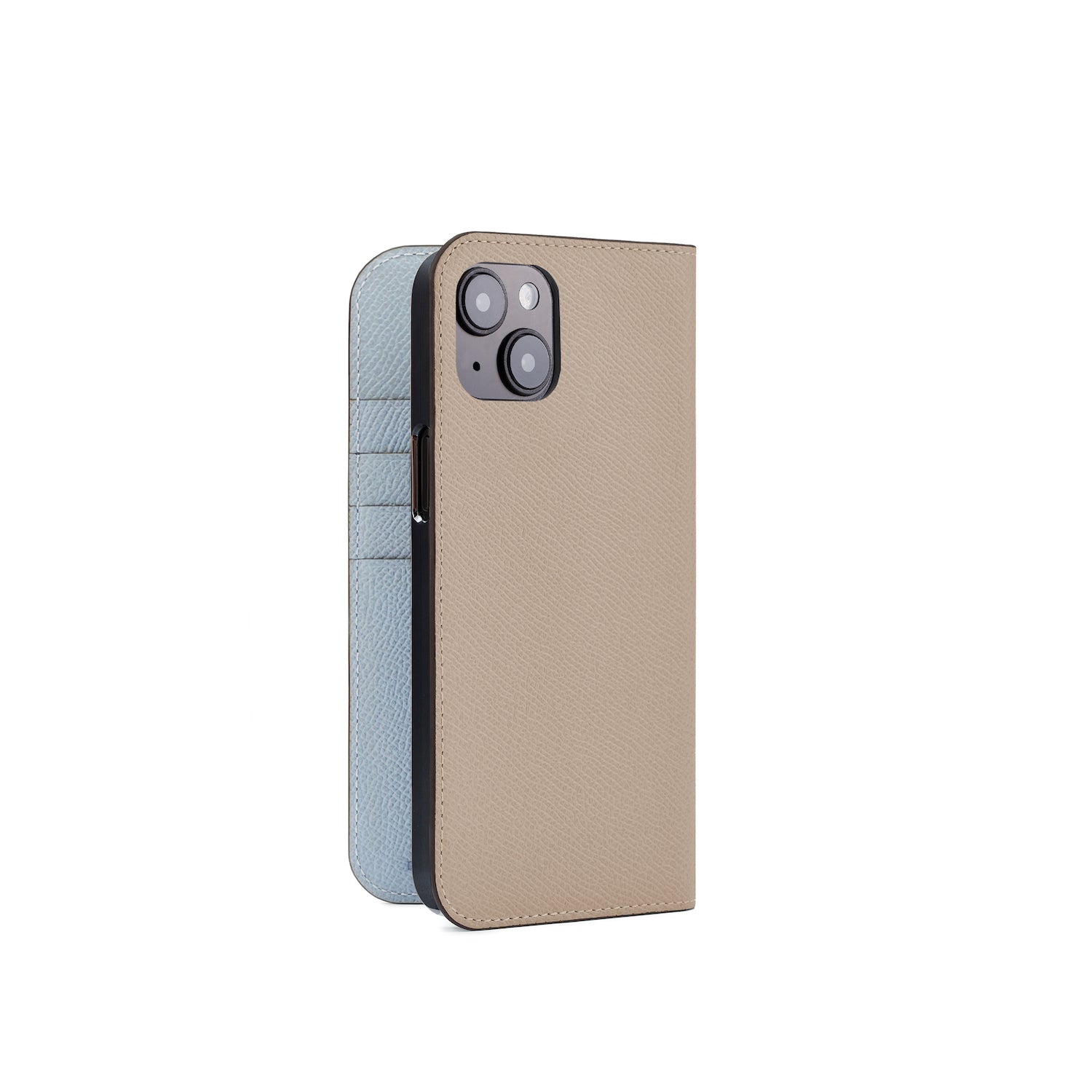 iPhone 14 Plus Diary Case Nobile Leather (Greige × Blue Lin)
