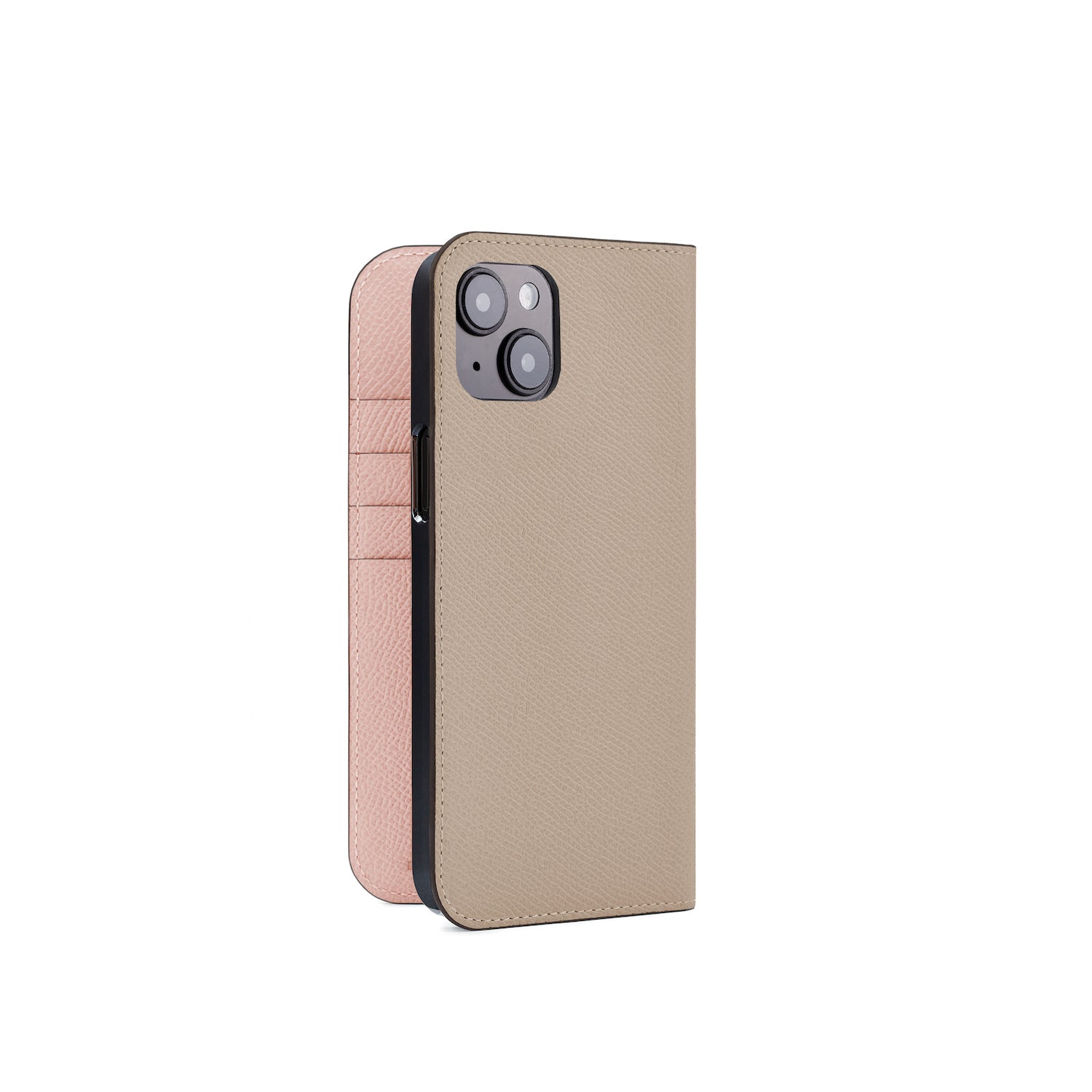 iPhone 14 Plus Diary Case Nobile Leather (Greige × Shell Pink)