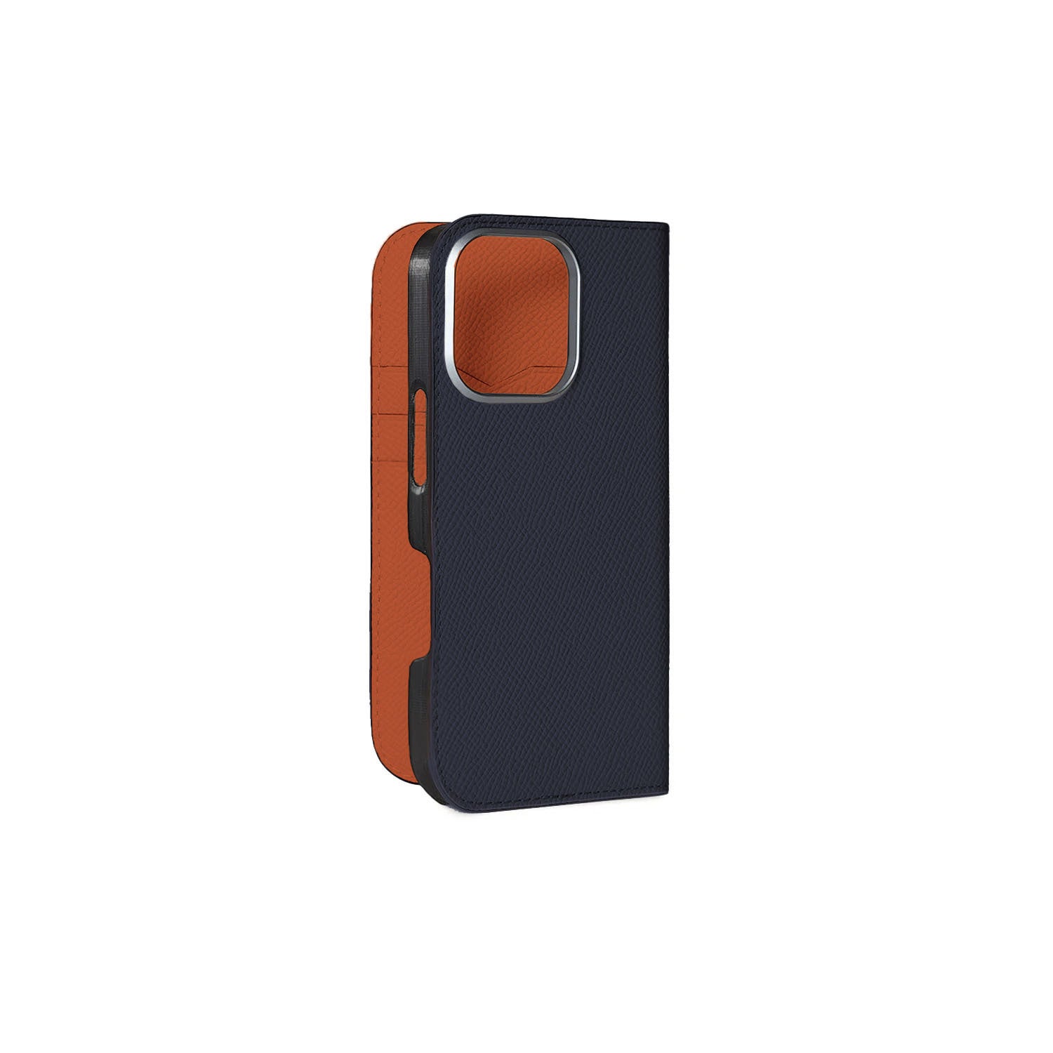 iPhone 16 Pro Diary Case Nobile Leather (Navy × Orange)