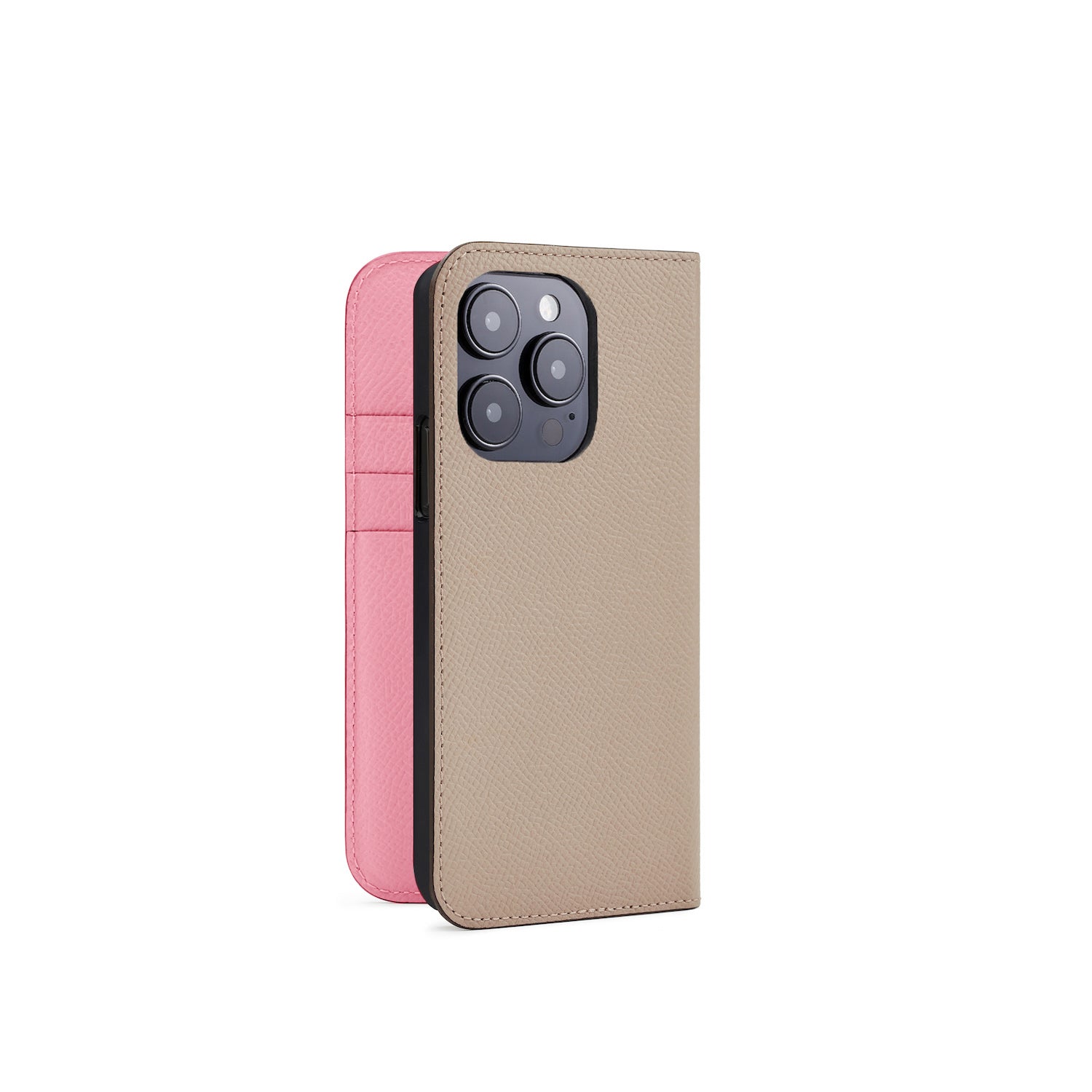 iPhone 15 Pro Diary Case Nobile Leather (Greige × Icicle Pink)
