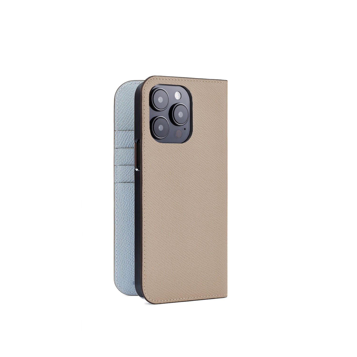 iPhone 15 Pro Max Diary Case Nobile Leather (Greige × Blue Lin)