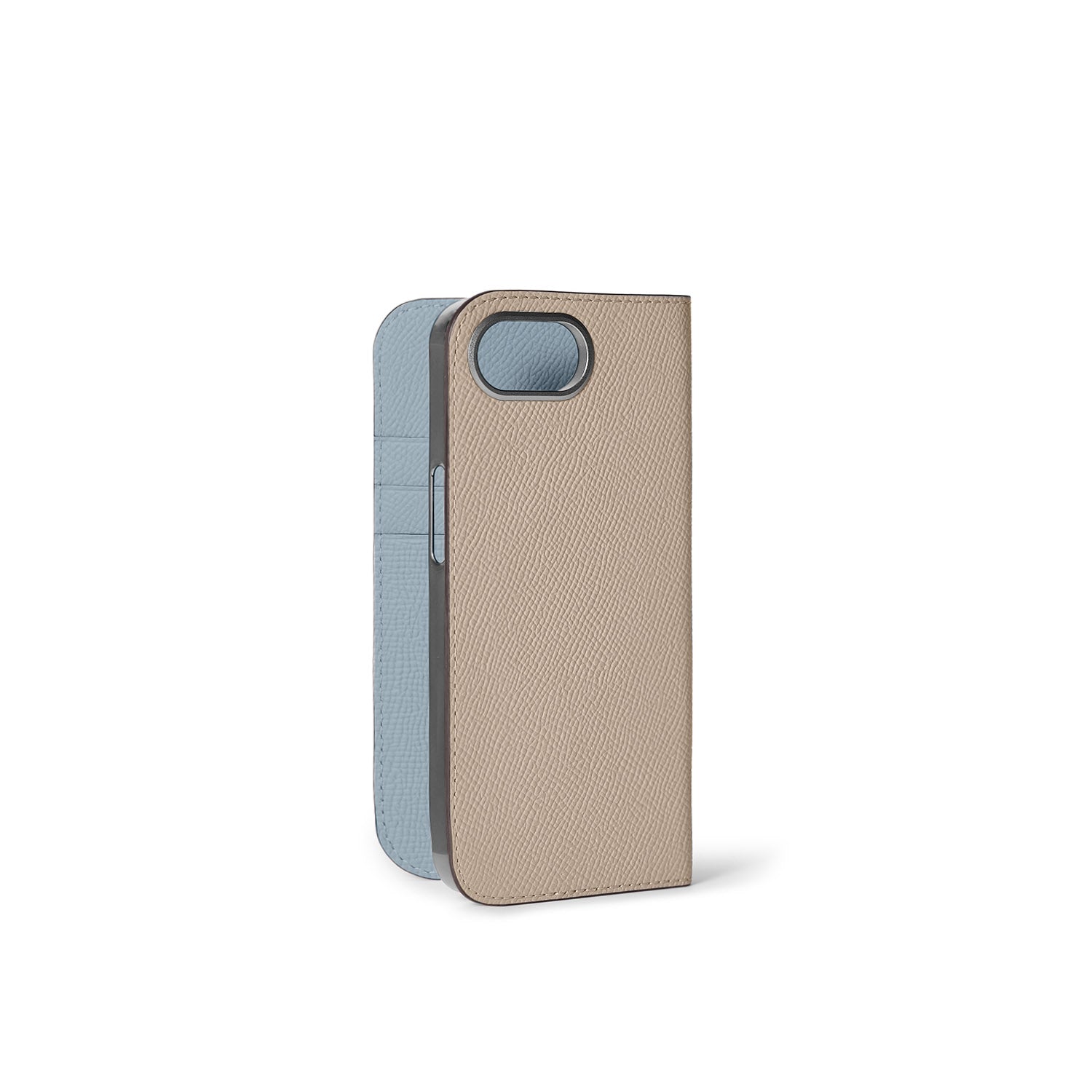 iPhone 16e Diary Case Nobile Leather (Greige × Blue Lin)