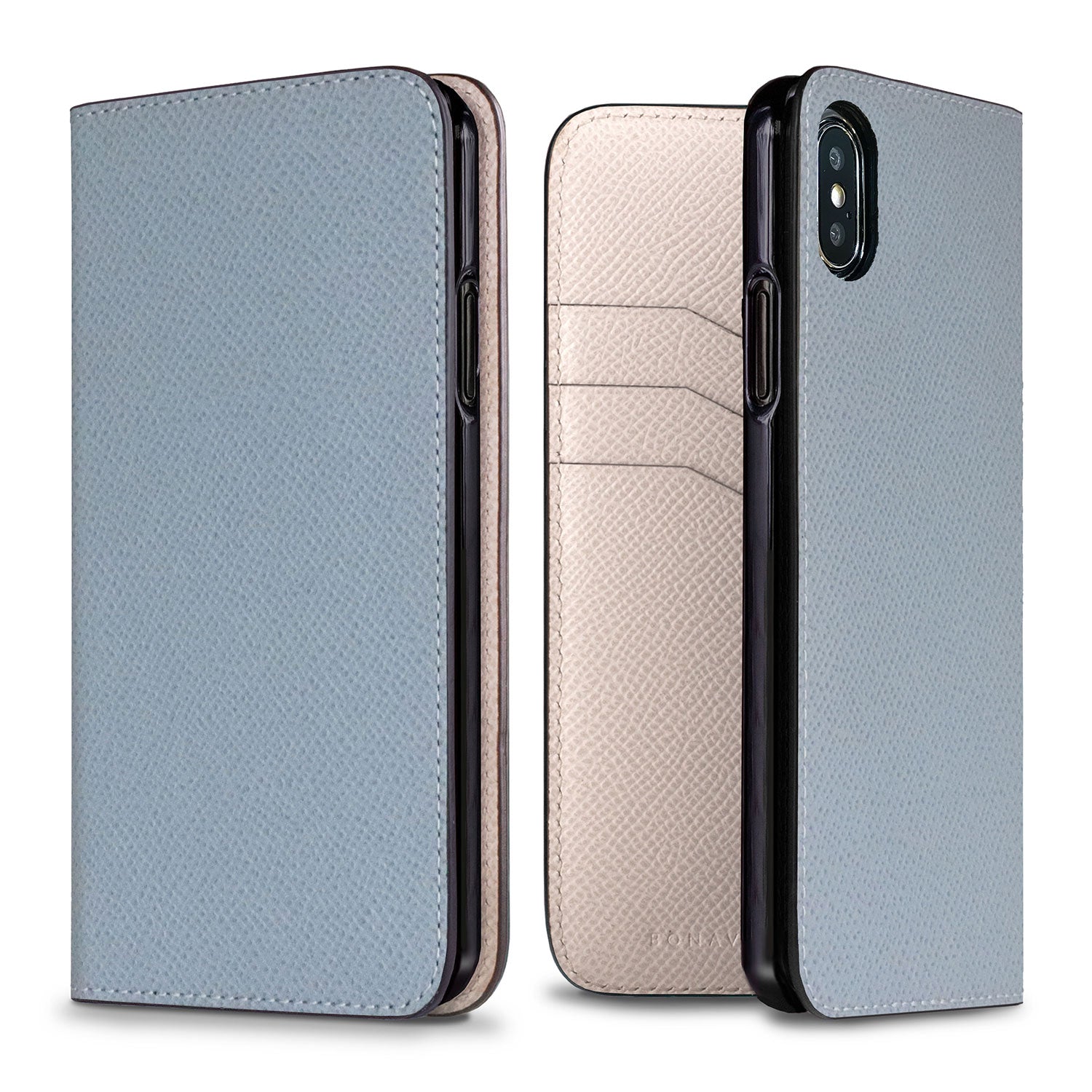 iPhone X / Xs Diary Case Nobile Leather (Blue Lin × White)