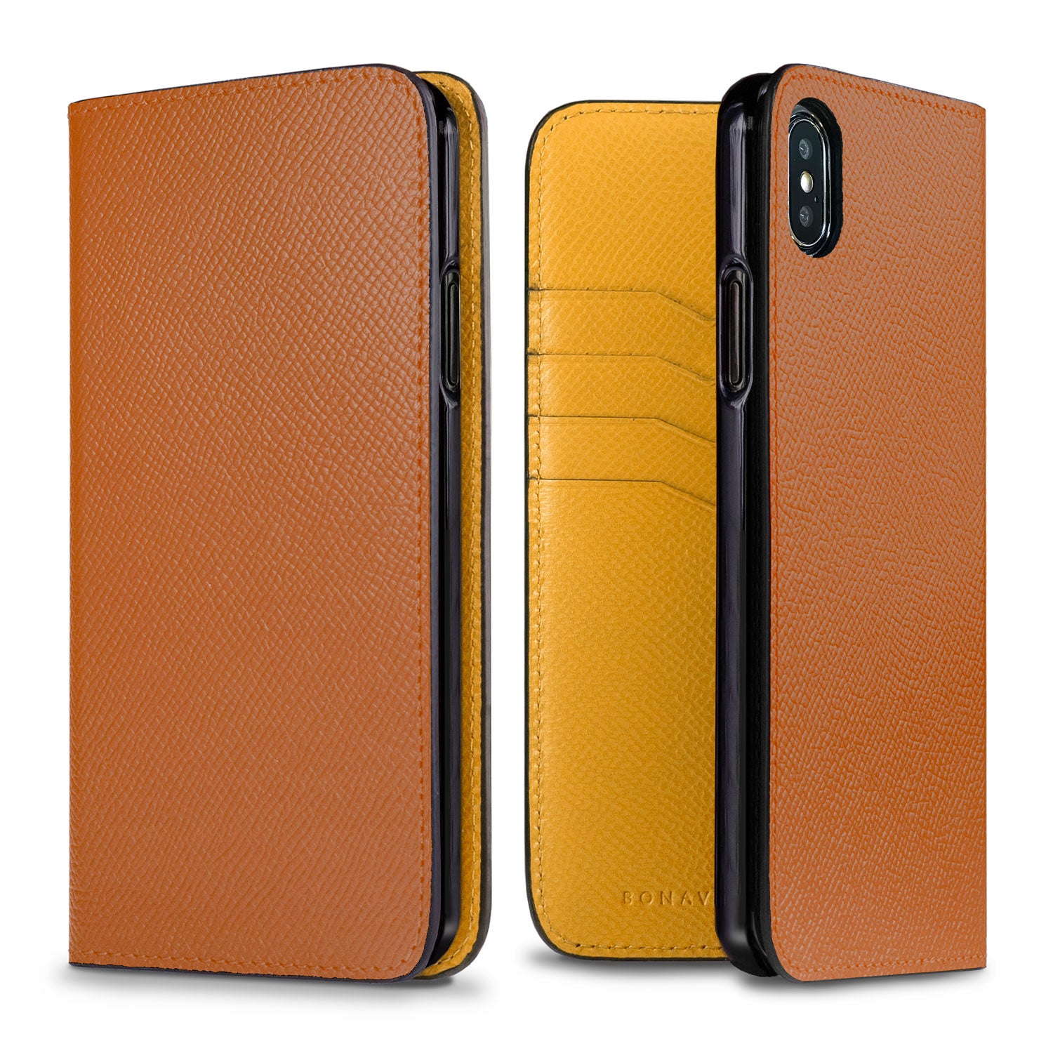 iPhone Xs Max Diary Case Nobile Leather (Gold × Mimosa Yellow)