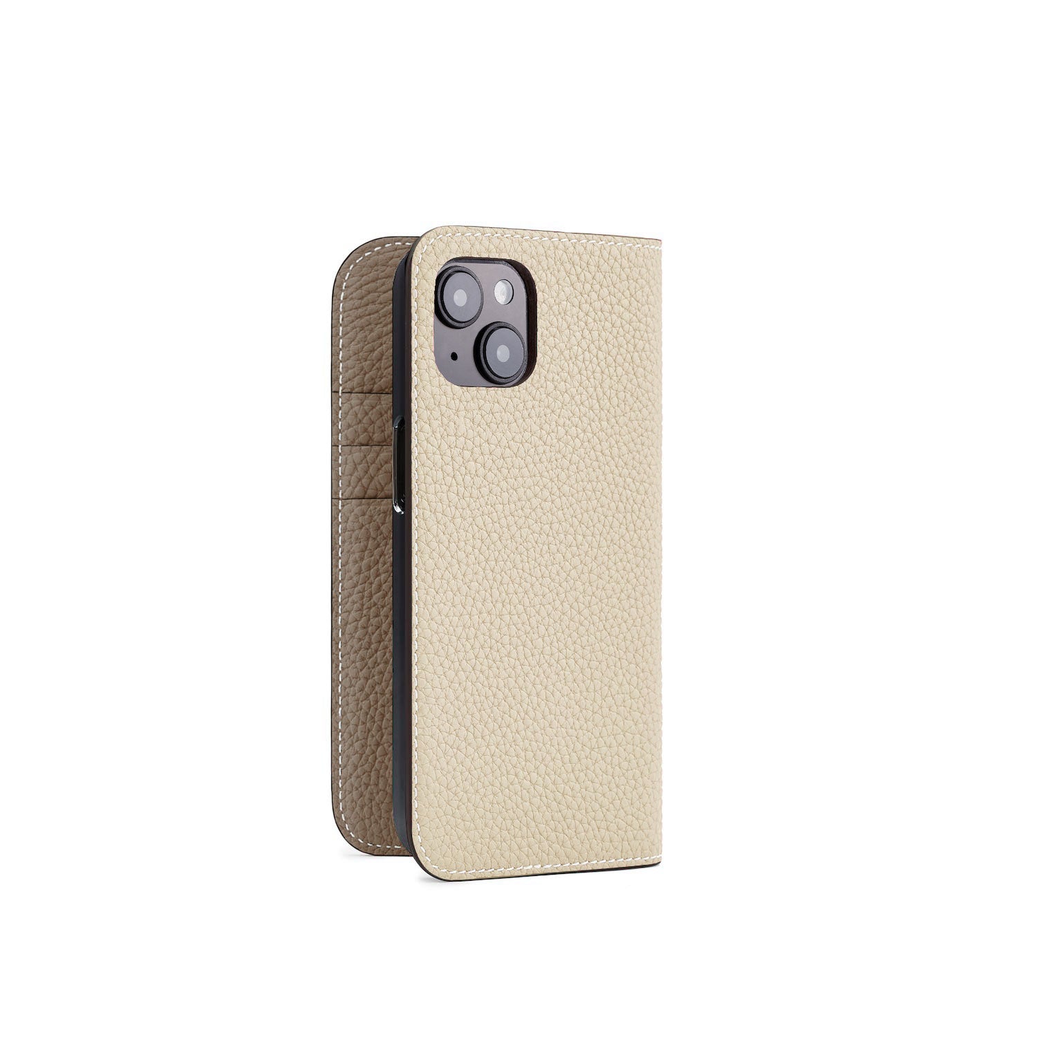 iPhone 14 Diary Case Bottalato Leather (Ivory × Etoupe)