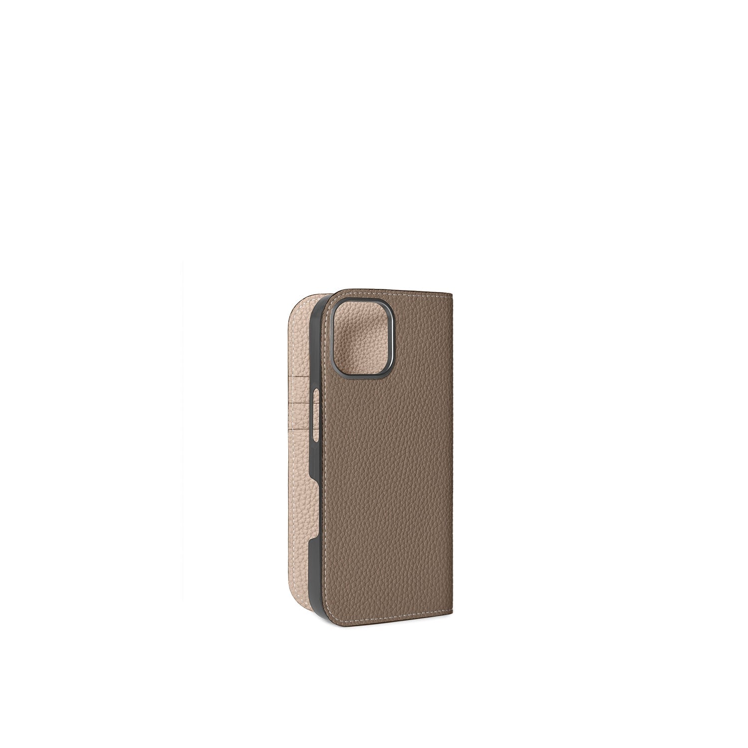 iPhone 17 Diary Case Shrink Leather (Etoupe × Greige)