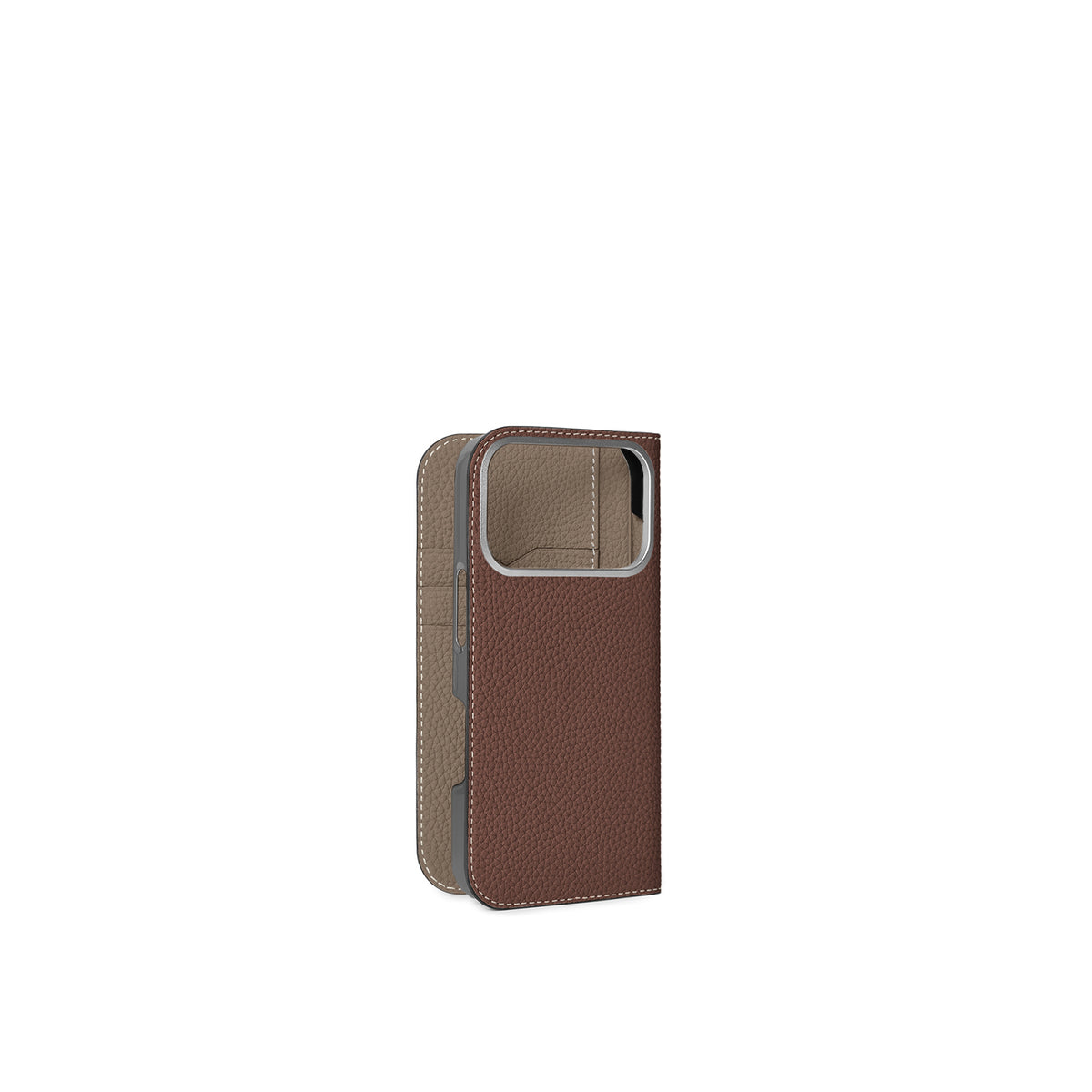 iPhone 17 Pro Diary Case Shrink Leather (Chestnut × Etoupe)