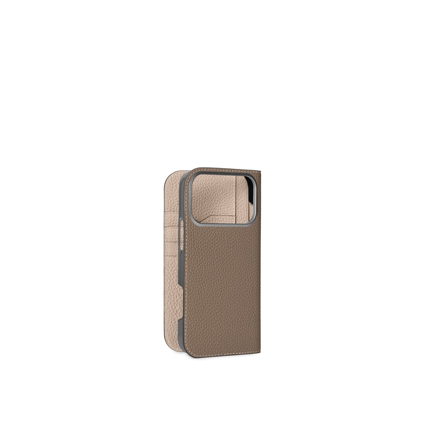 iPhone 17 Pro Max Diary Case Shrink Leather (Etoupe × Greige)