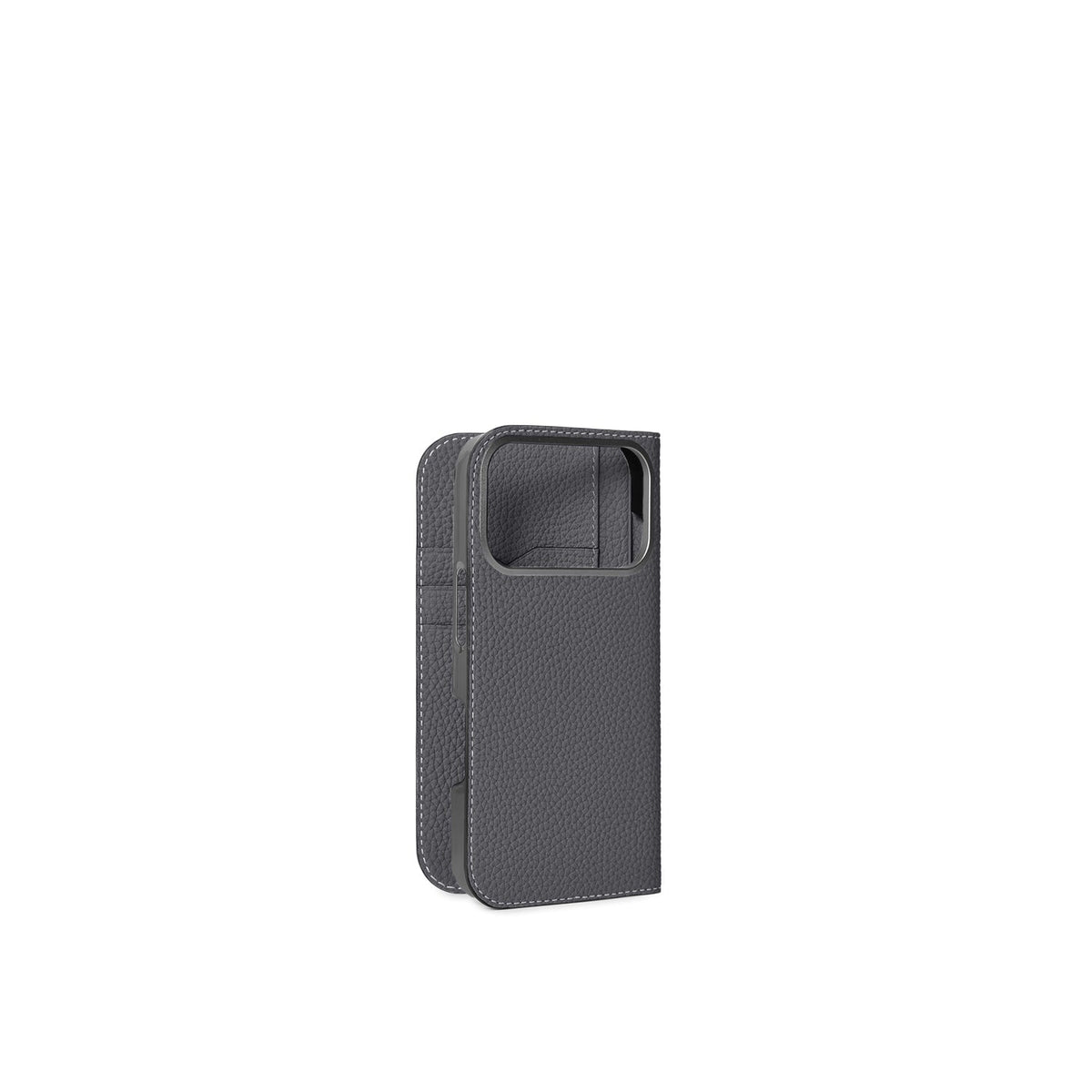 iPhone 18 Pro Diary Case Shrink Leather (Charcoal Gray)