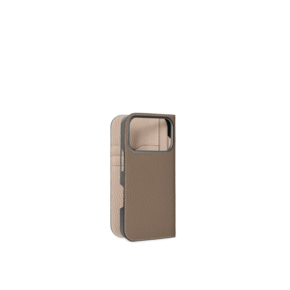 iPhone 18 Pro Diary Case Shrink Leather (Etoupe × Greige)