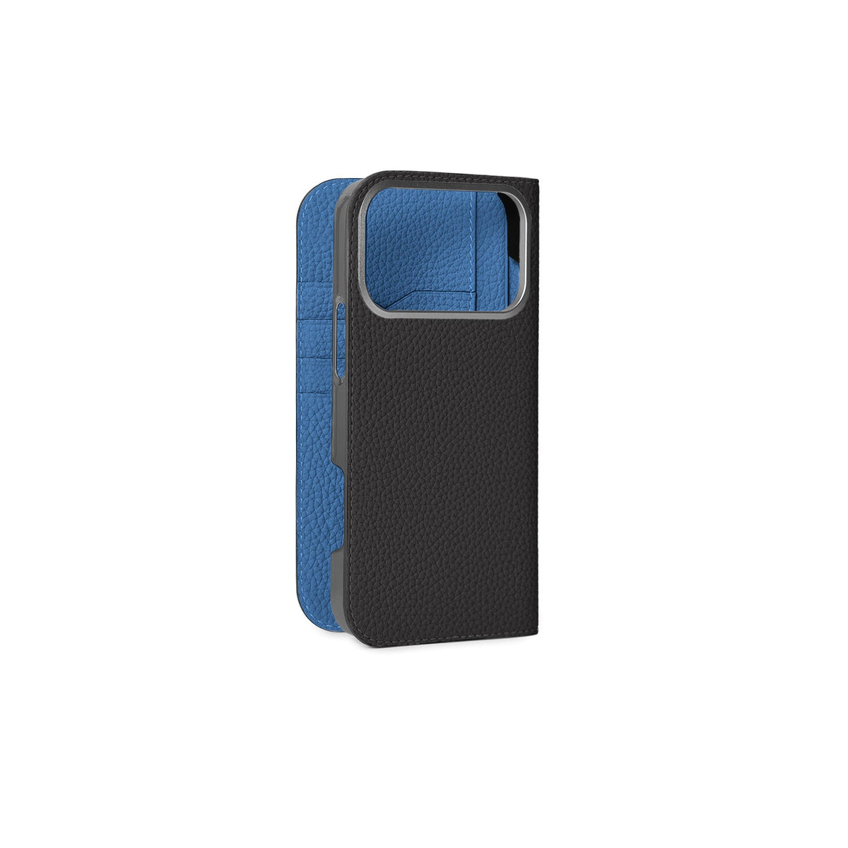 SAVOIA × BONAVENTURA iPhone 18 Pro Max Diary Case Shrink Leather (Black × Savoia Blue)