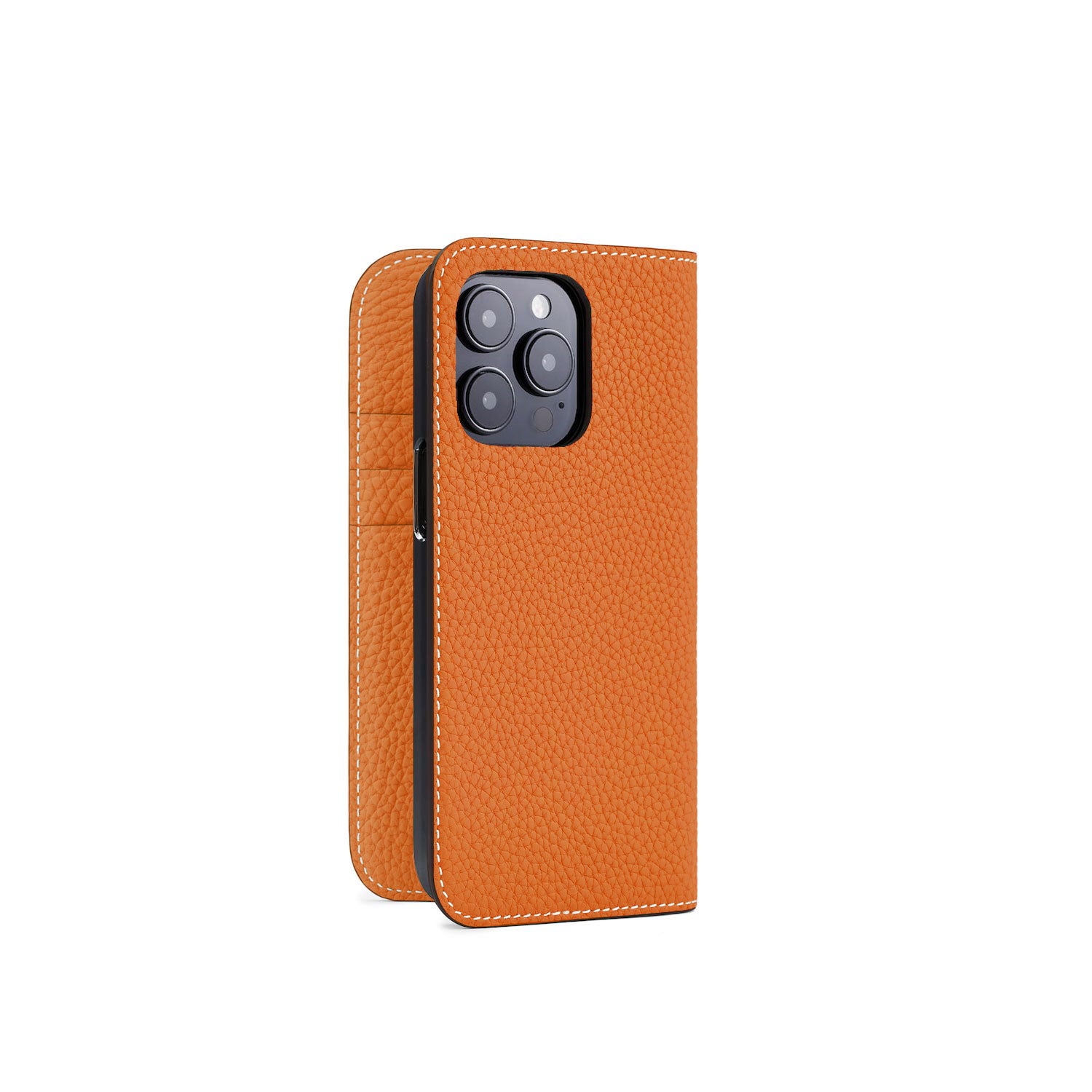 iPhone 15 Pro Diary Case Shrink Leather (Orange)