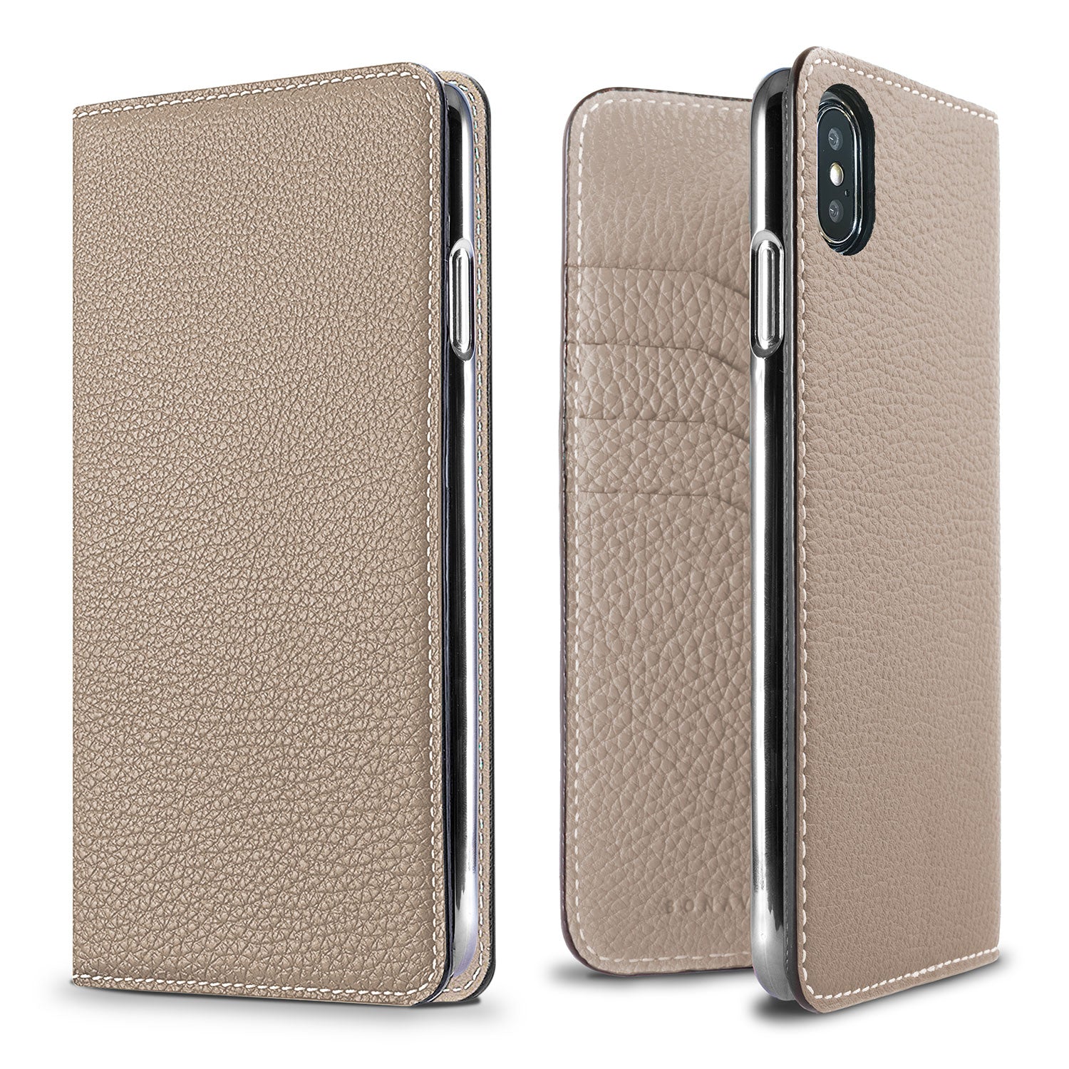 iPhone Xs Max Diary Case Shrink Leather (Greige)