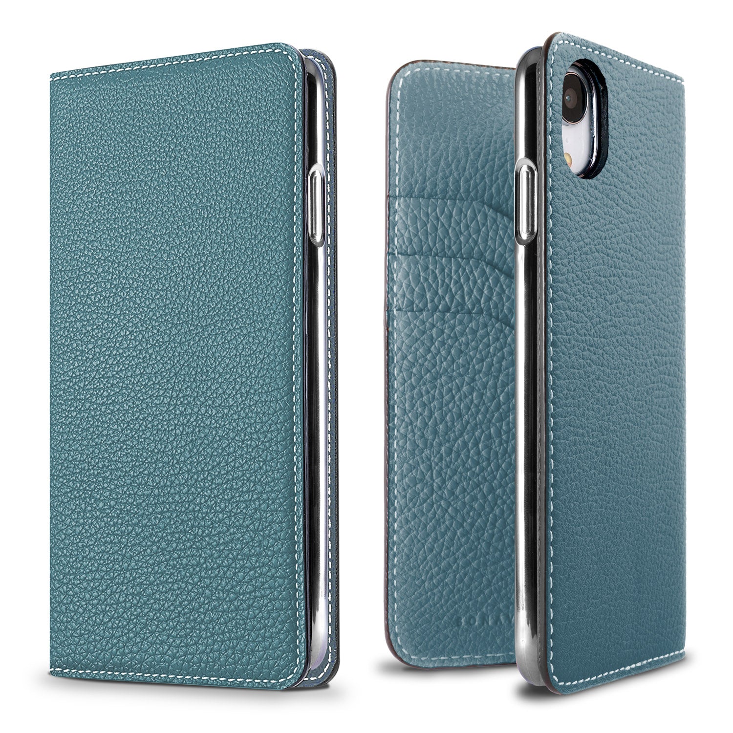 iPhone XR Diary Case Shrink Leather (Blue Cyan)