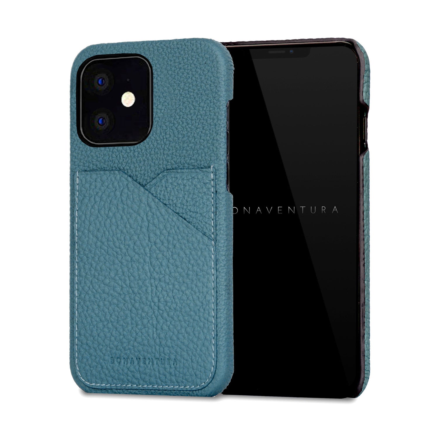 iPhone 12 mini Back Cover Case Shrink Leather (Blue Cyan)