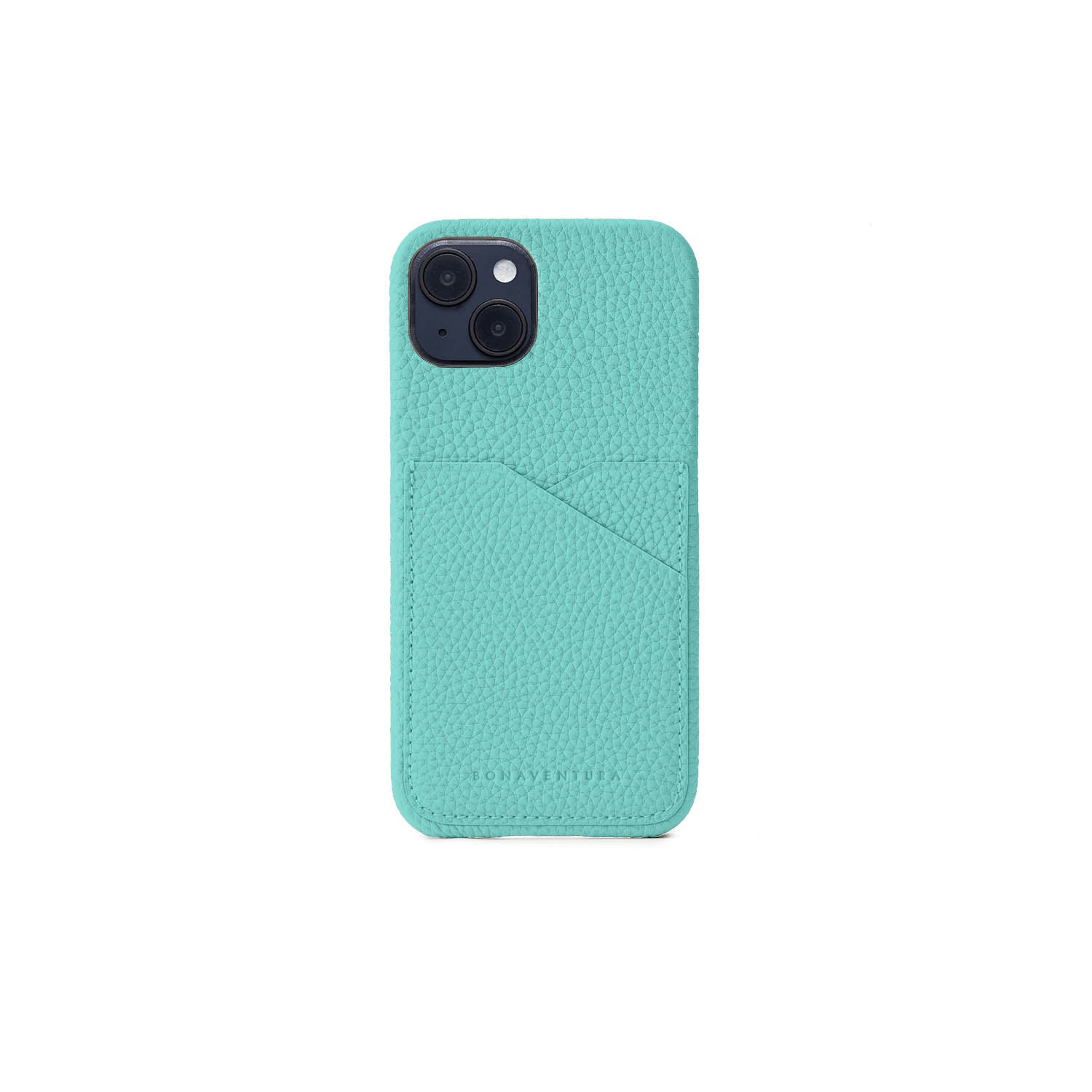 iPhone 14 Back Cover Case Shrink Leather (Atoll Blue (Etoupe edge paint))