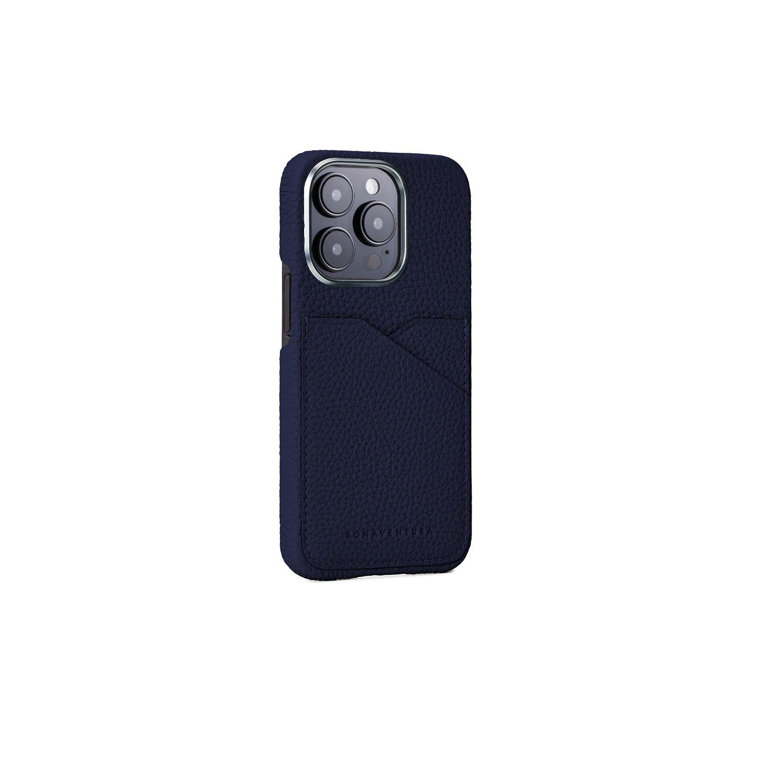 美品✨BONAVENTURA iPhone 15 ケース ネイビー アイホン15 iPhone 15 Pro Back Cover Case Shrink Leather