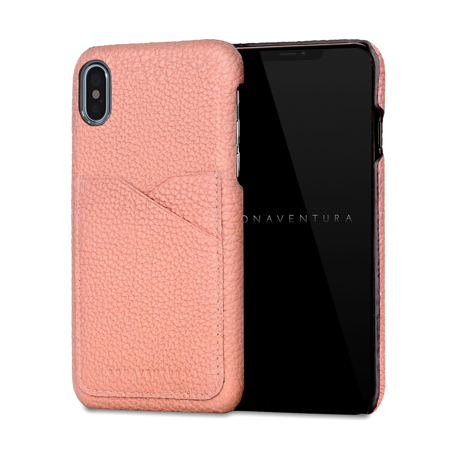 iPhone X / Xs Back Cover Case Shrink Leather (Coral Pink)